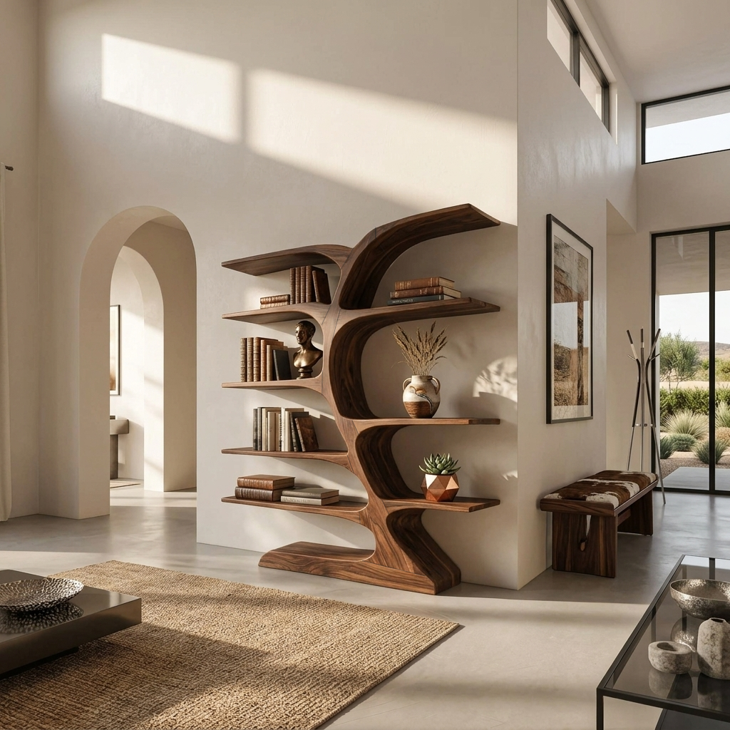 Organic Curved Bookshelf For Open Space RTTHTTBS051