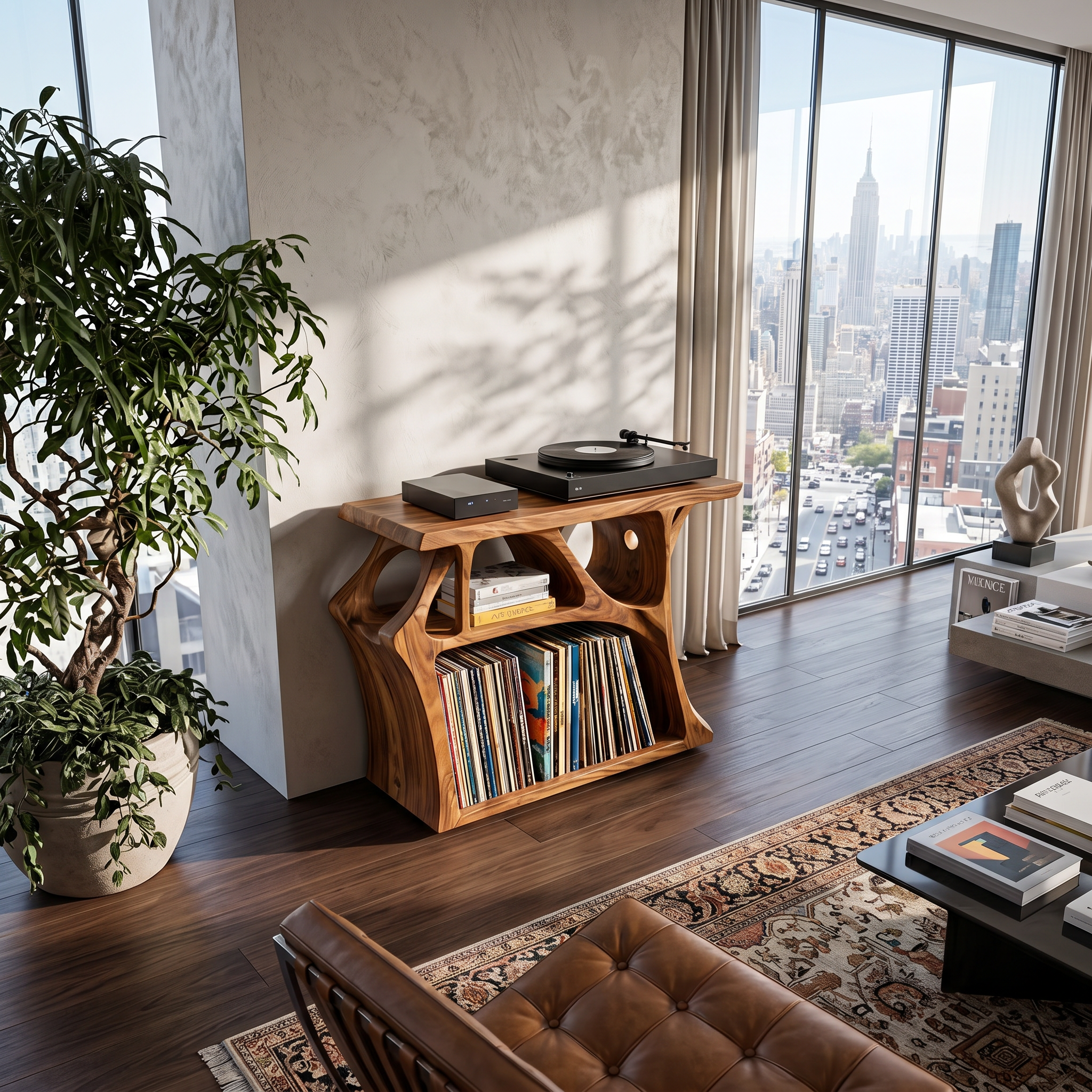 Mid Century Record Stand Living Room Decor Essential SILDTTNRPT009