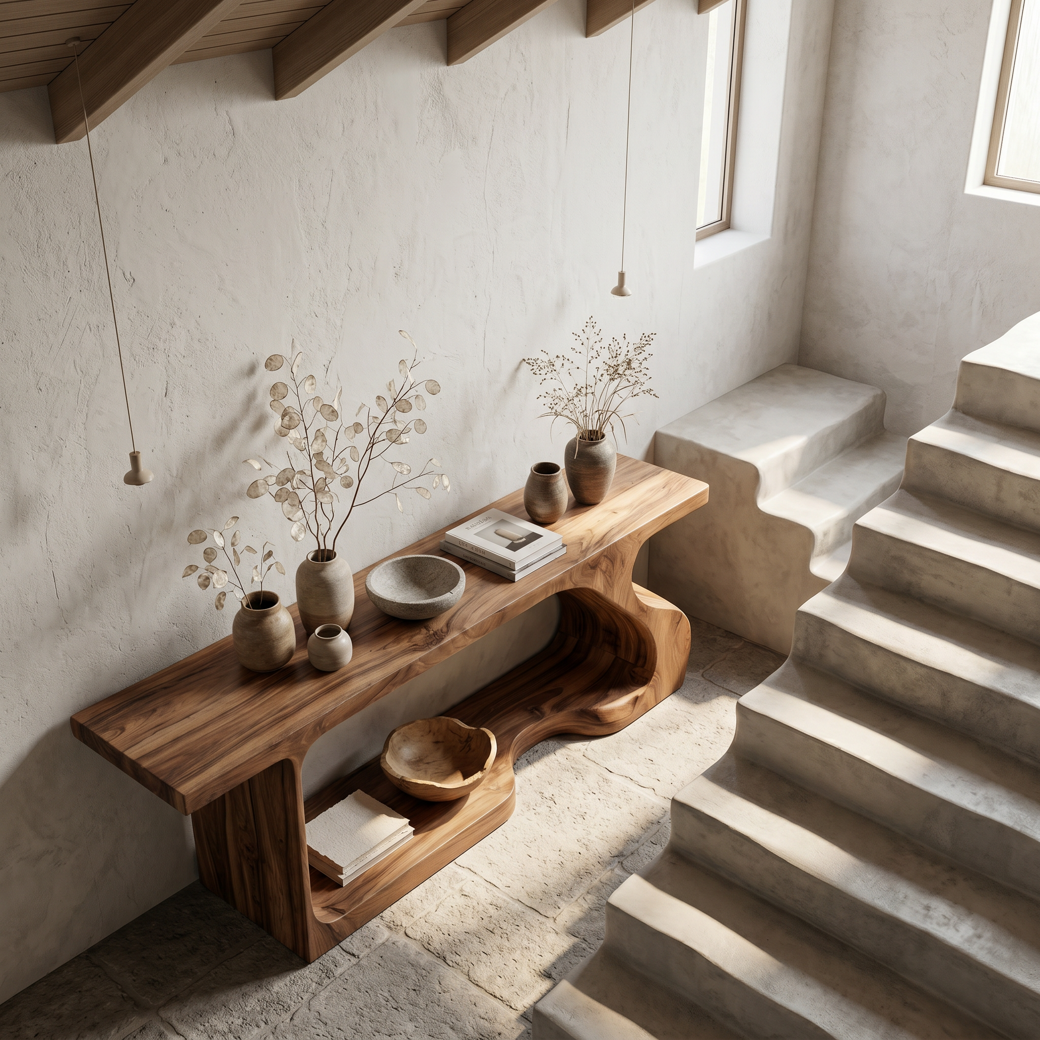 Modern Console Table With Sculptural Curved Form For Entryway SINLSACS640