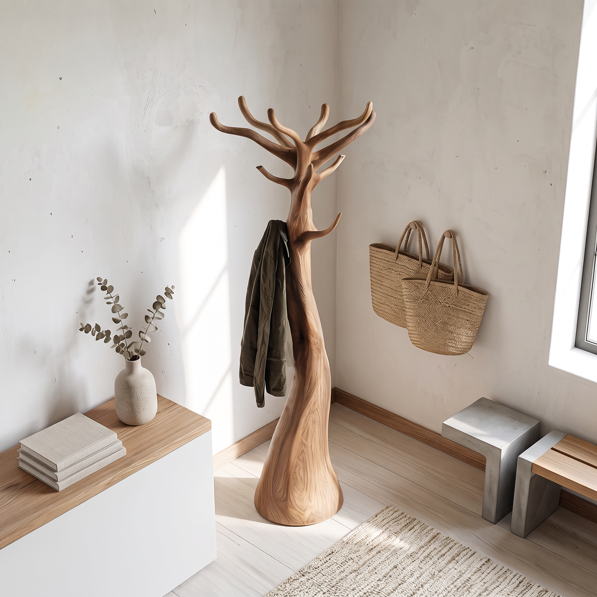 Rustic Tree Coat Stand Christmas Holiday Natural Room Display SINLSATCR078