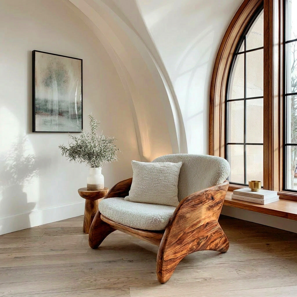 Contemporary Natural Wood Chair For Living Room Decor RTTHHNCHR155