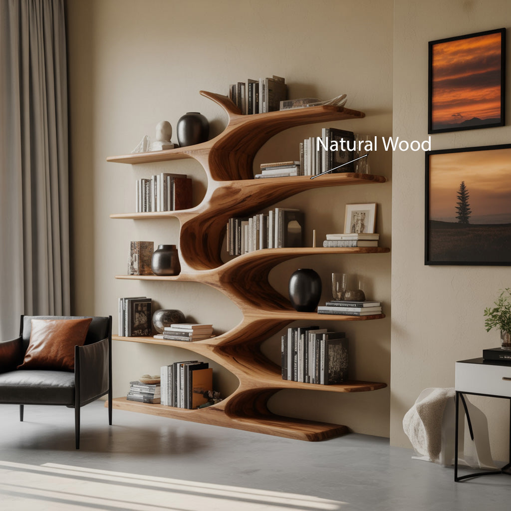 Modern Sculptural Bookshelf With Organic Design For Living Room SITHHNBS037