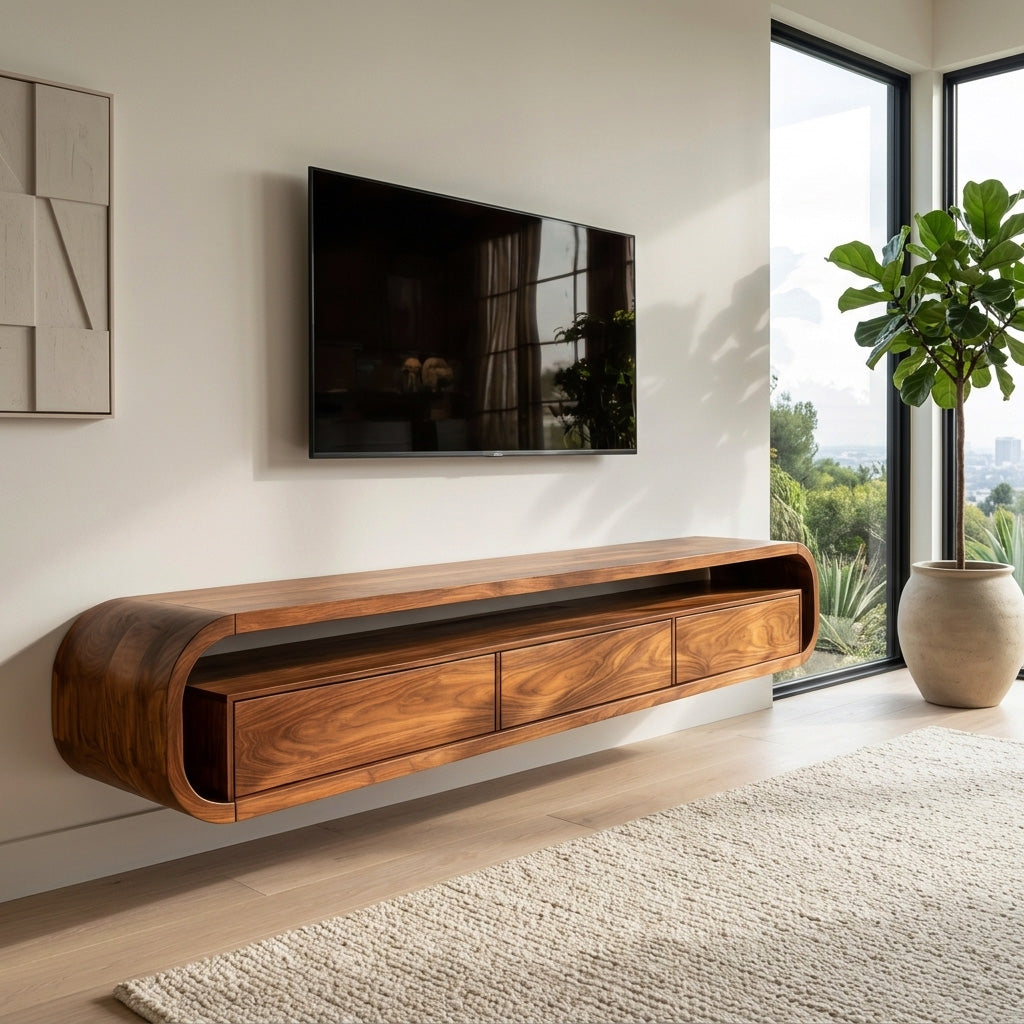 Modern Wooden Floating TV Stand For Living Room Storage RTTHHNTVC112