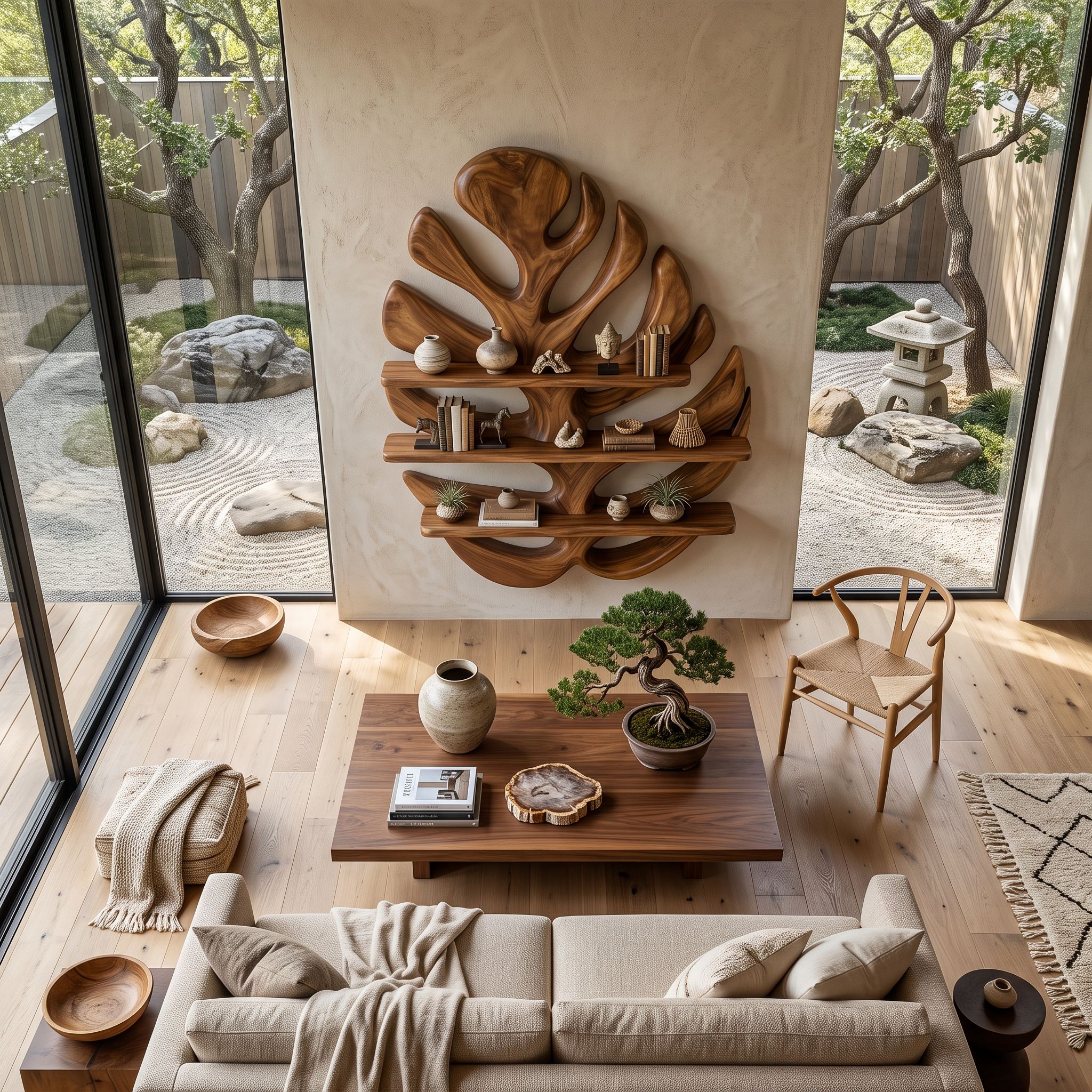 Wood Monstera Leaf Bookshelf for Modern Minimalist Home RTTHTTBS085