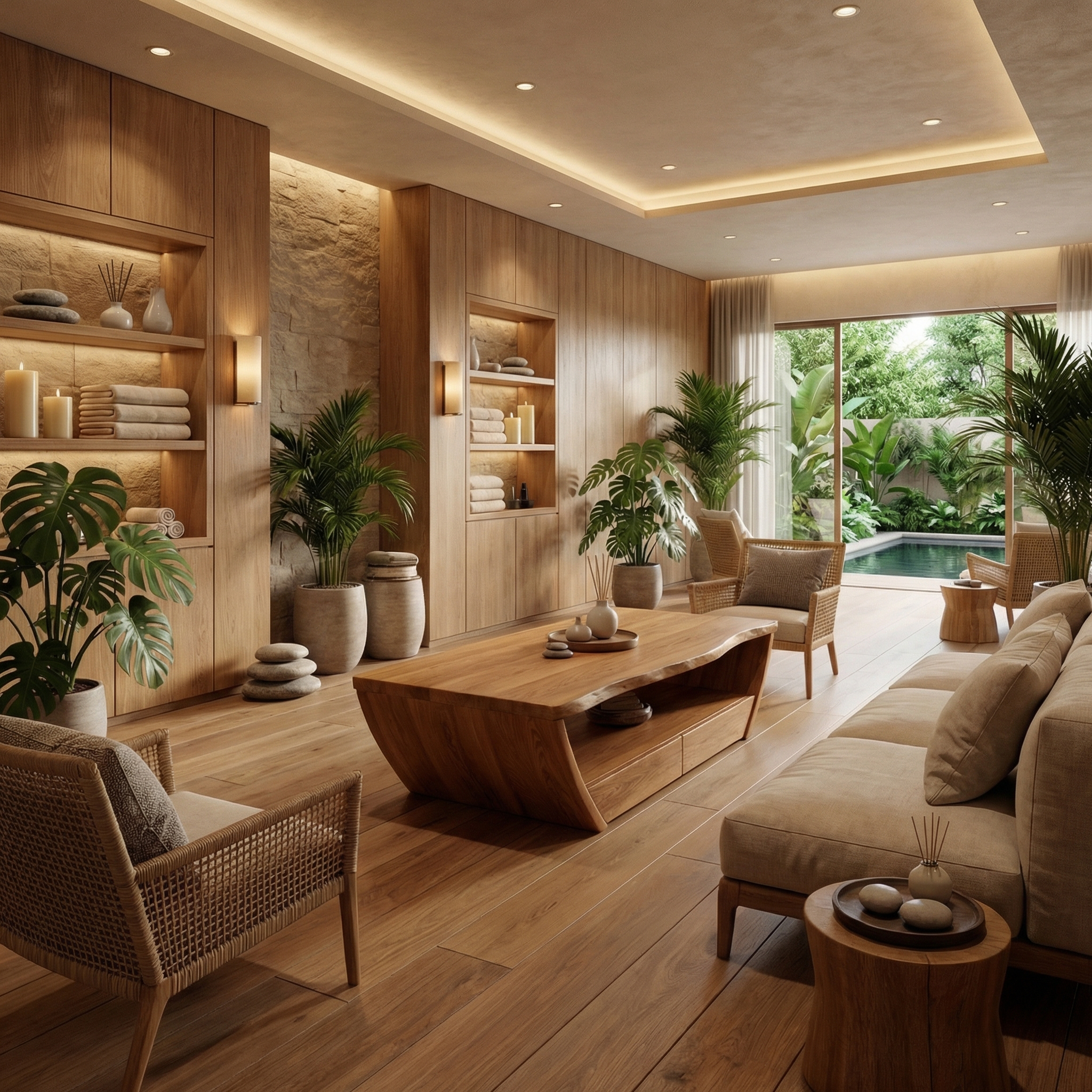 Natural Coffee Table With Open Storage Living Room SINLSACF330