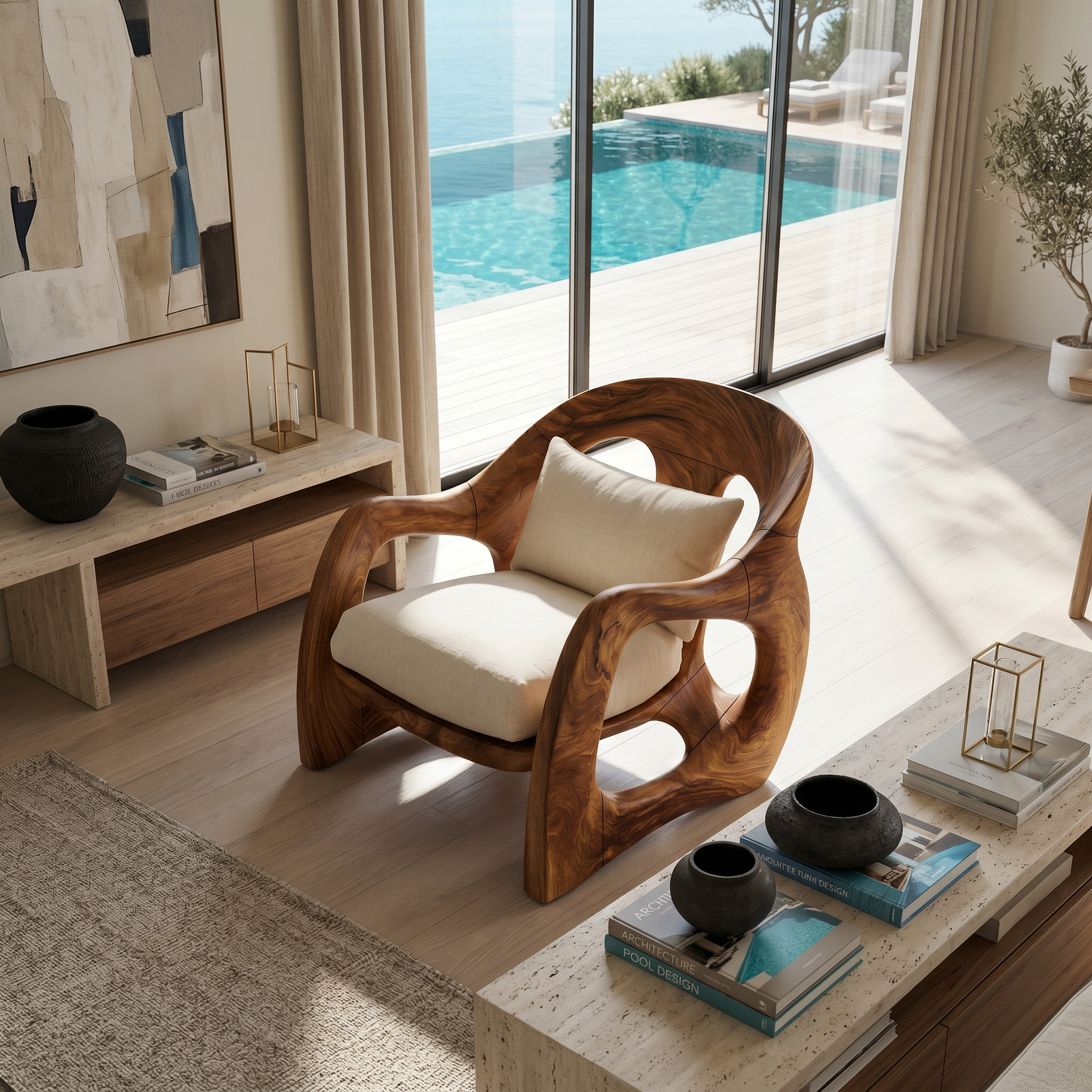 Handcrafted Organic Wood Armchair for Cozy Minimalist Living SILDTTRCHR025