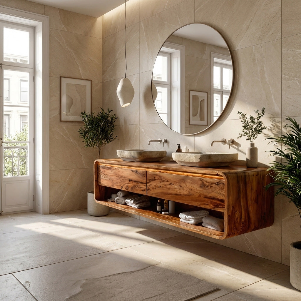 Minimalist Floating Wood Bathroom Vanity For Bathroom Areas RTTHHNBRV009
