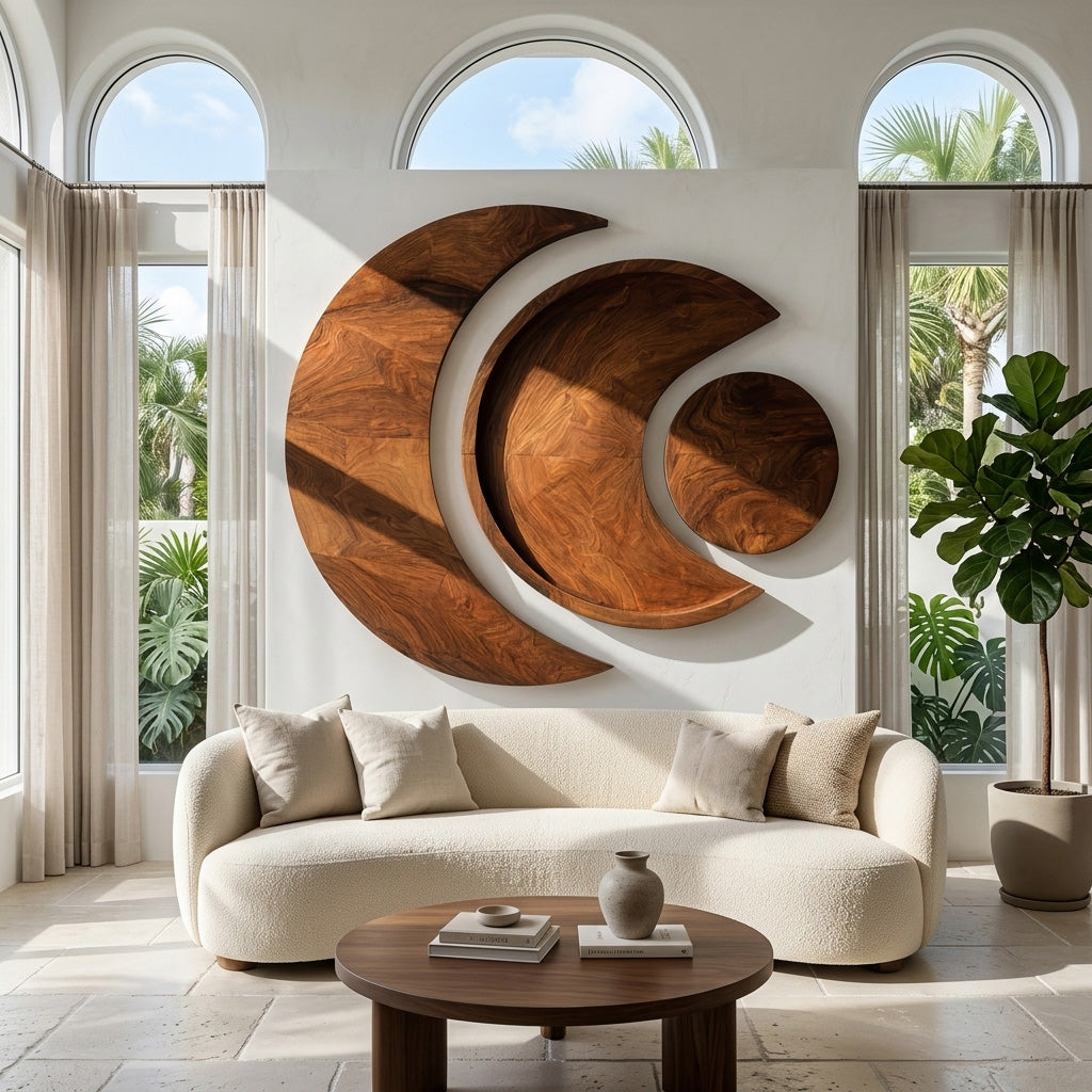 Contemporary Moon Phase Wood Wall Art For Living Decor RTTHHNWA204