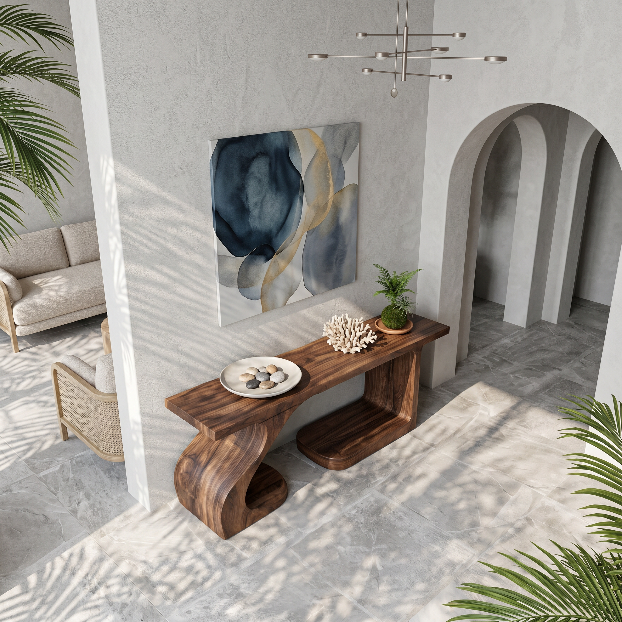 Rustic Console Table With Carved Root Inspired Design For Entryway SINLSACS647