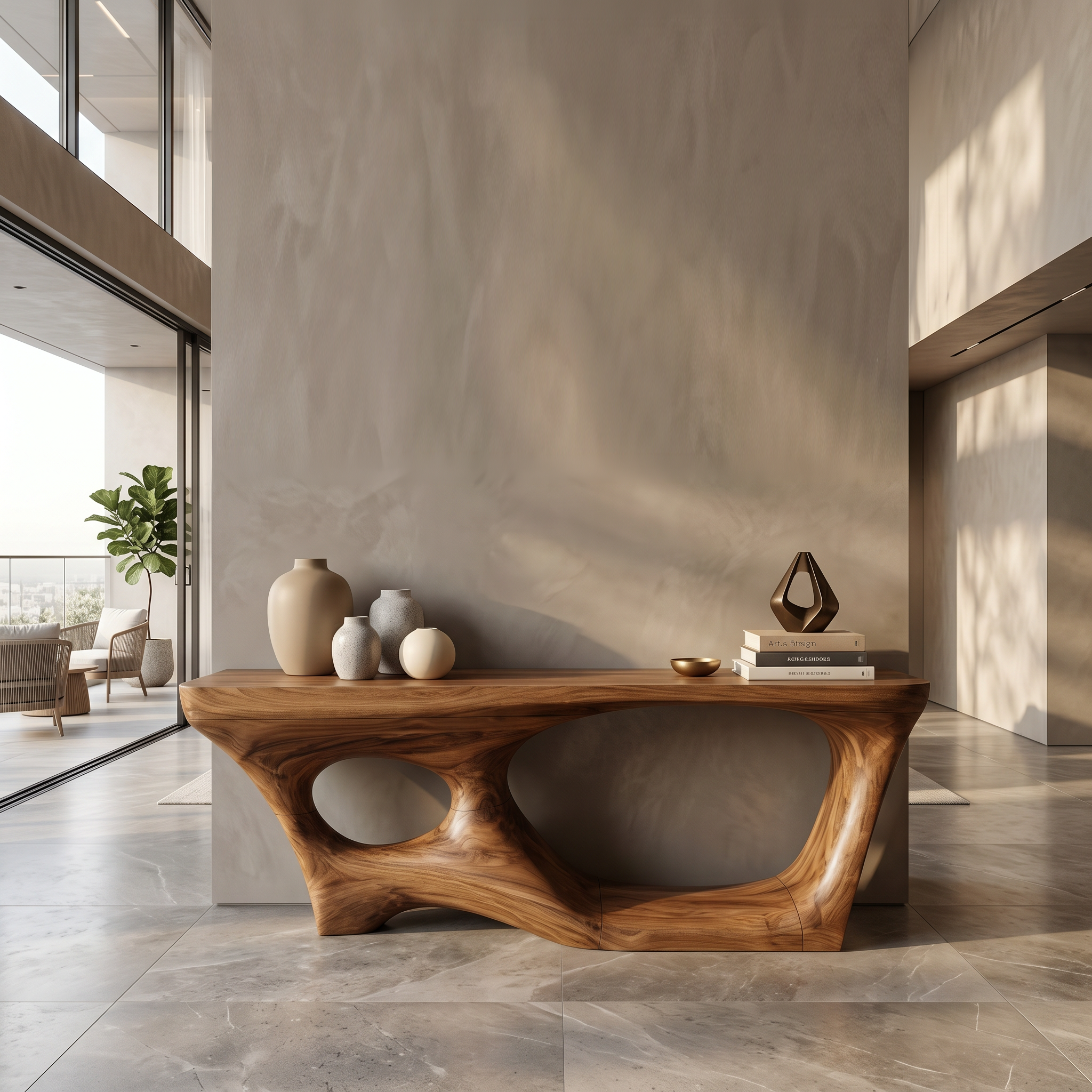 Contemporary Console Table With Sculptural Curved Design For Hallway SINLSACS648
