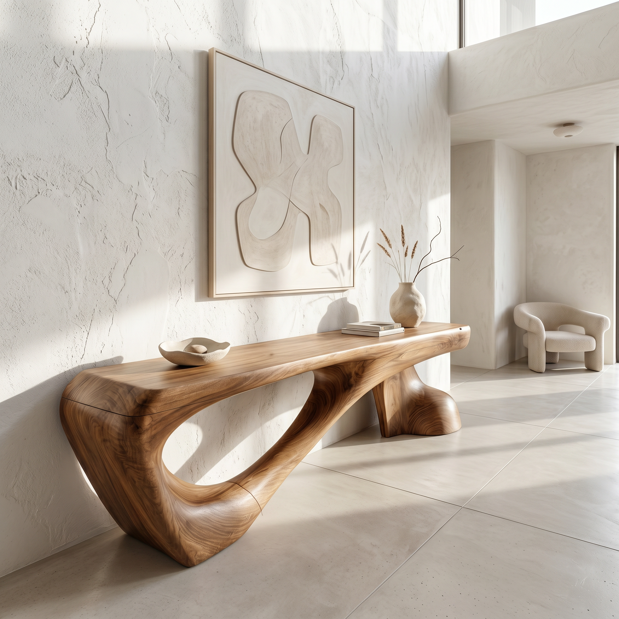 Rustic Console Table With Organic Root Form For Hallway SINLSACS649