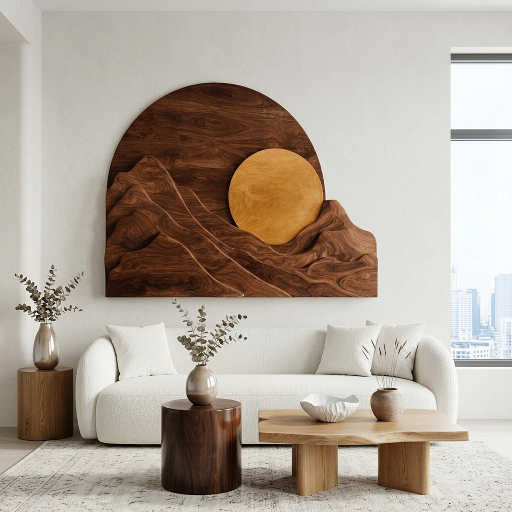 Organic Modern Mountain Wood Wall Art For Living Room RTTHHNWA201