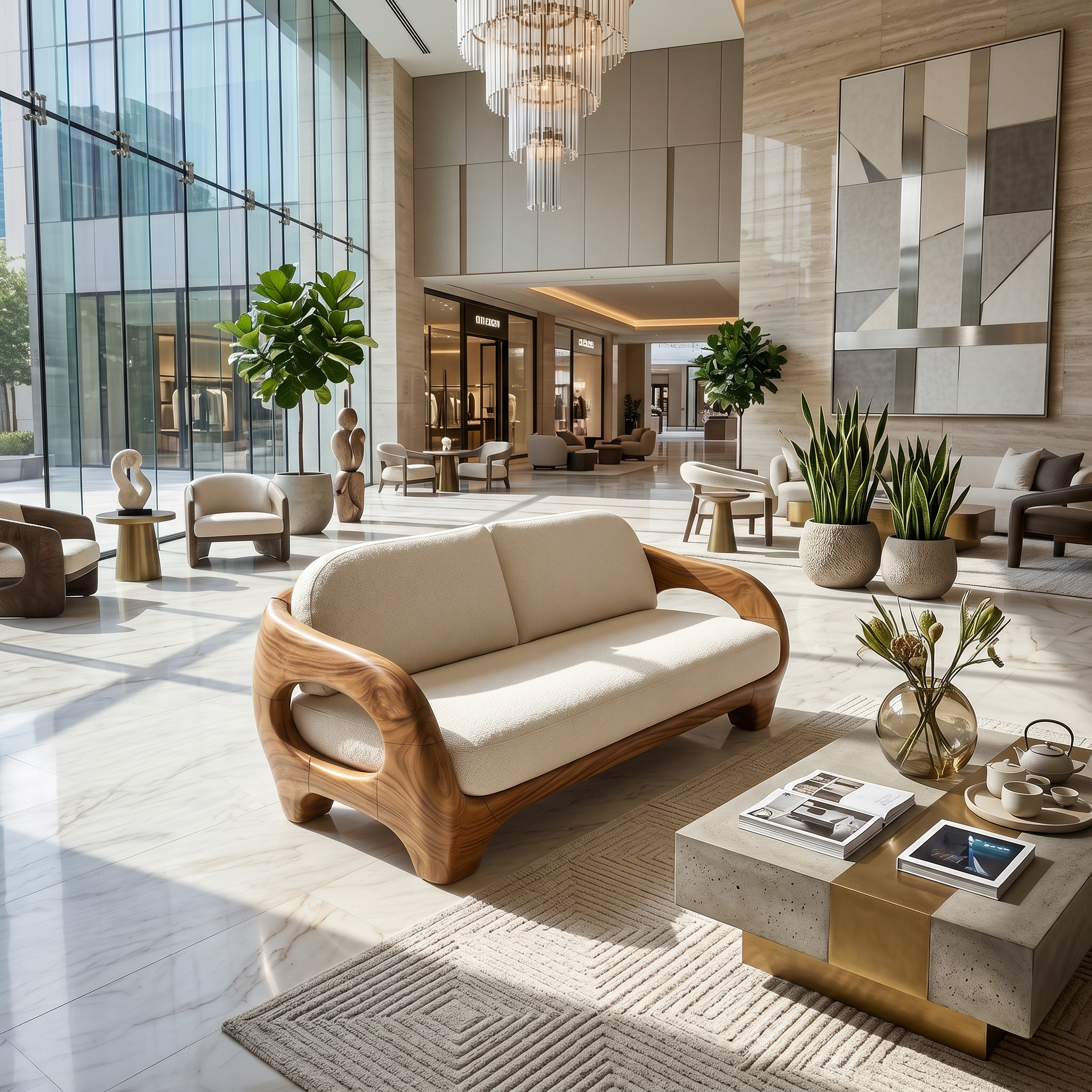 Sculptural Organic Wood Sofa For Contemporary Villa Lounge SILDTTRSFA016