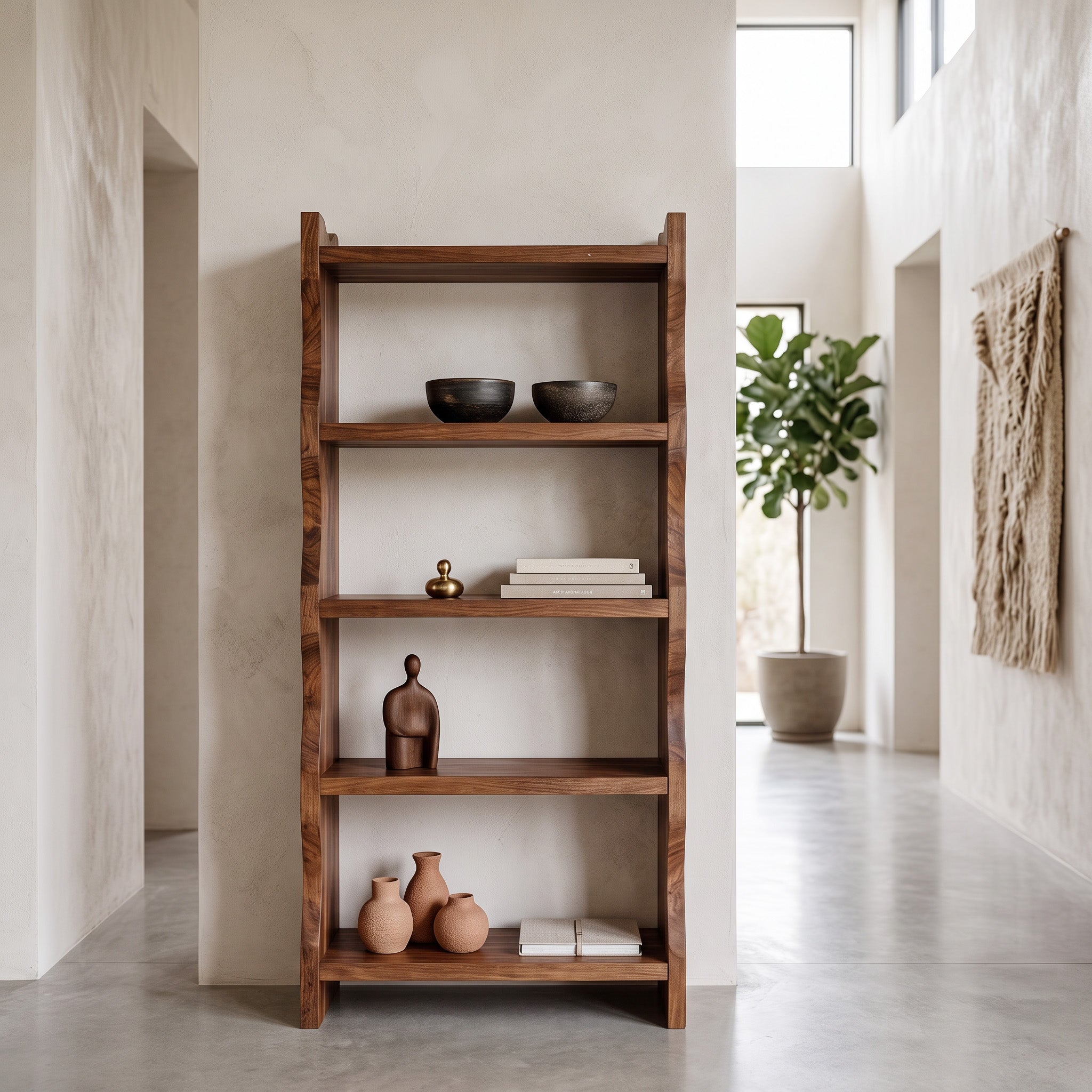 Modern Vertical Bookshelf With Natural Grain Design For Living RTTHHNBS082