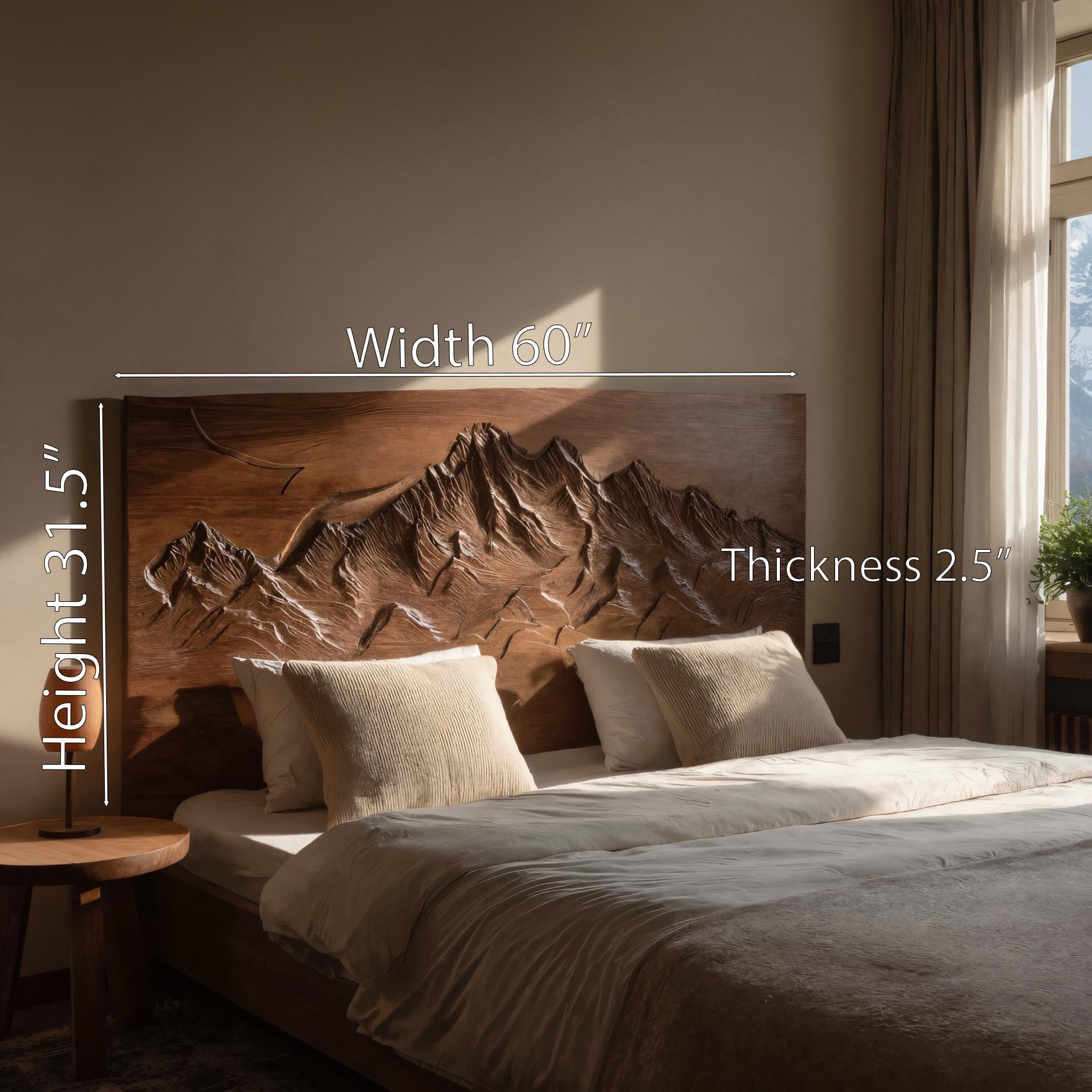 Rustic Mountain Headboard For Bedroom Or Chalet SITHHNHB007