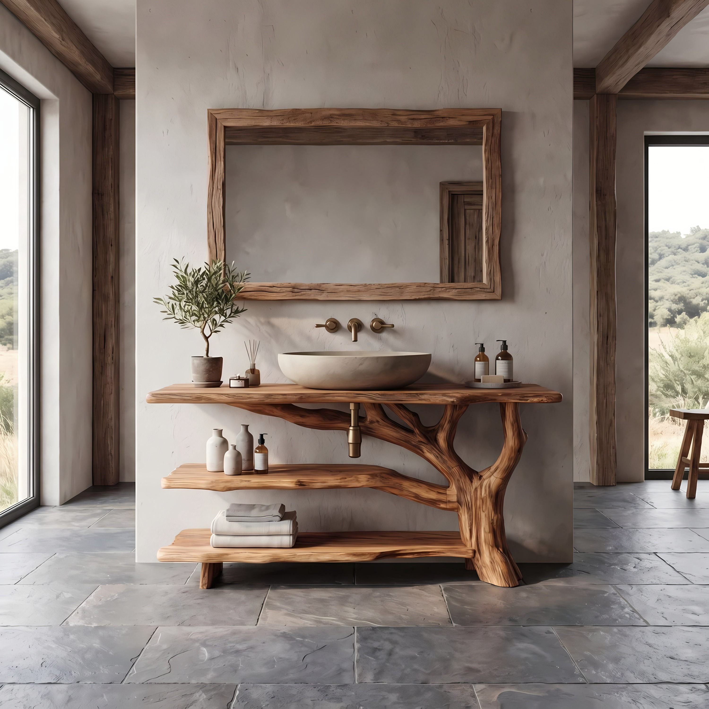 Modern Solid Wood Vanity Furniture Decor For Sleek Bathroom Design SILDTTNBRV020