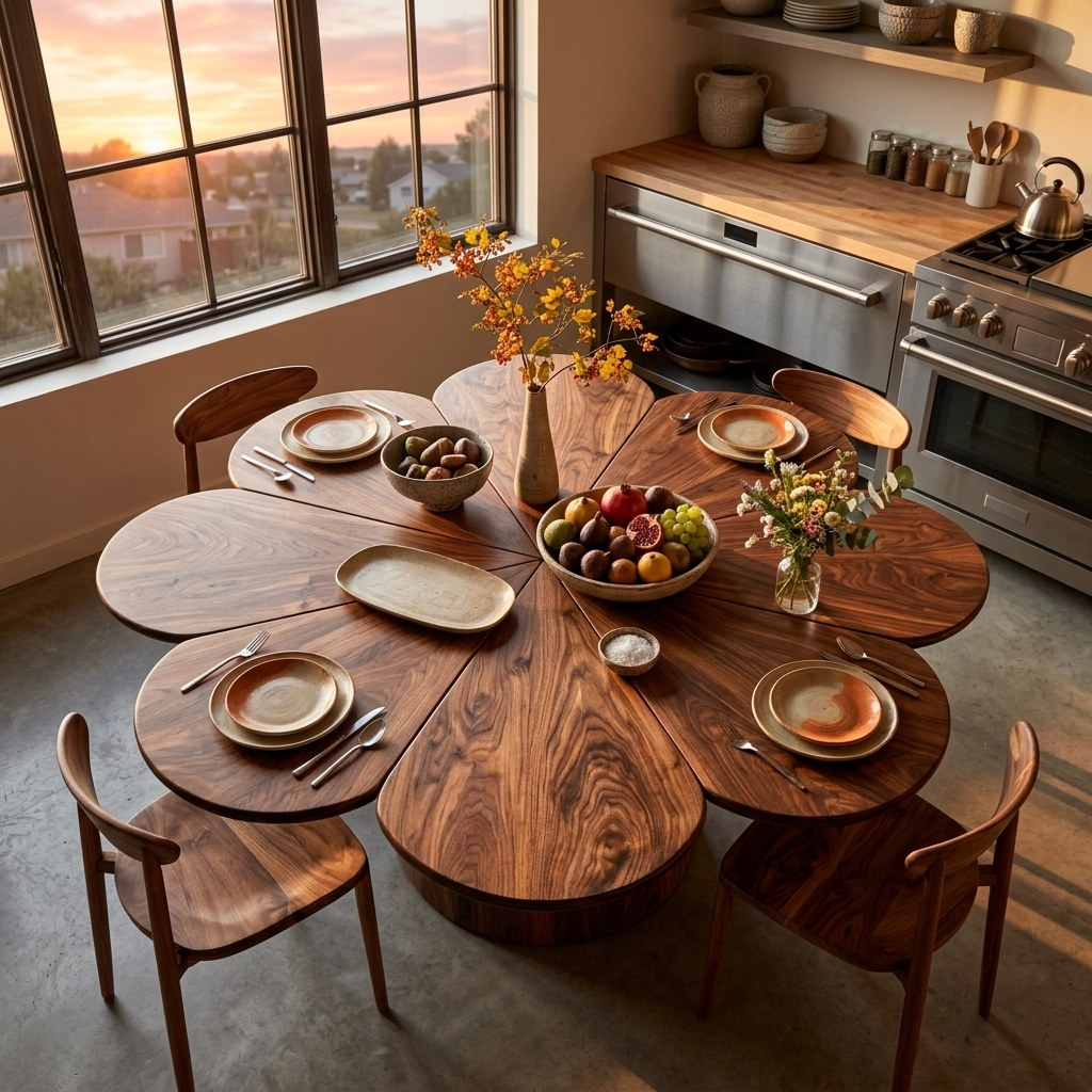 Modern Wooden Dining Table With Flower Shape For Kitchen RTTHTTDN050