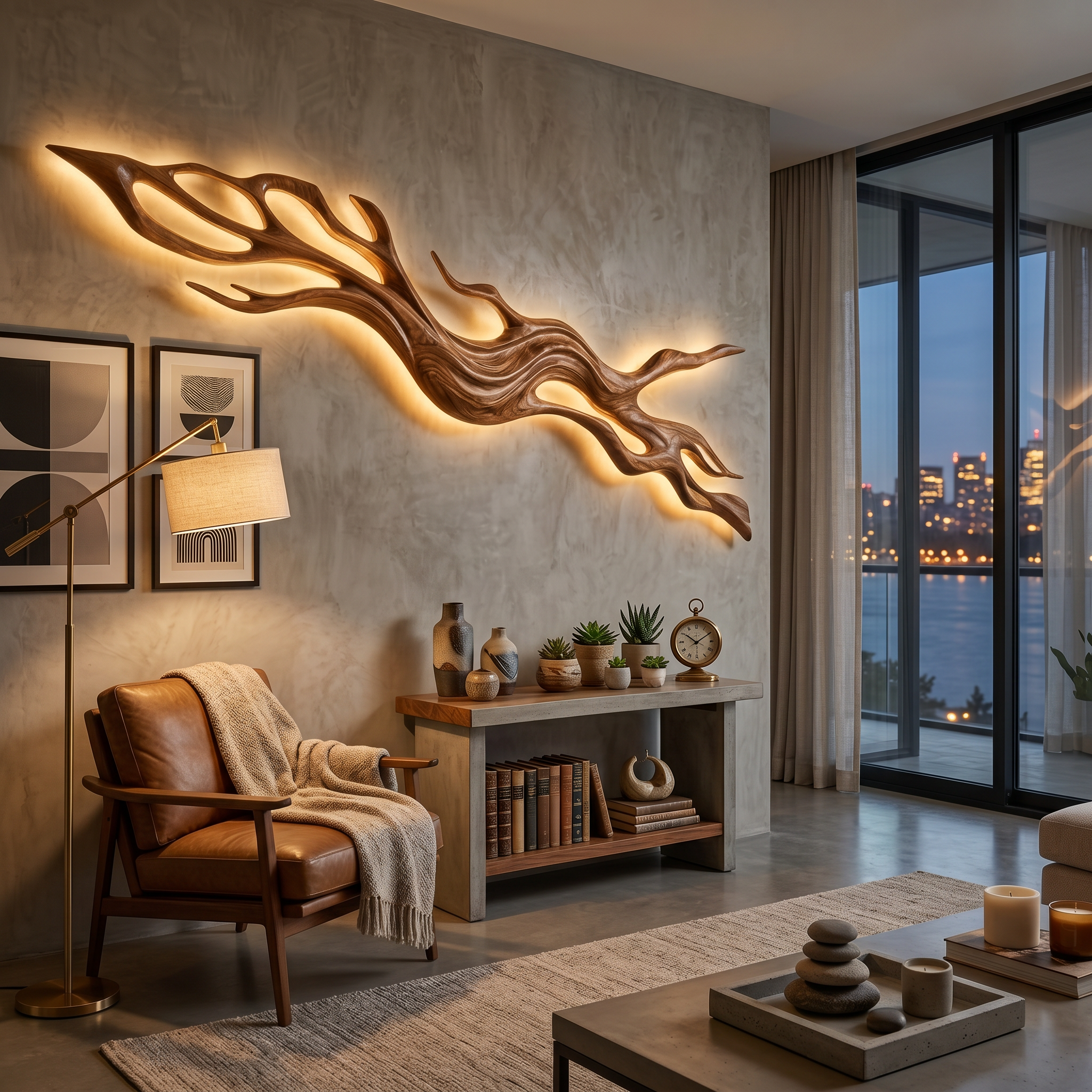 Rustic Wood Wall Light With Undulating Shape For Bedroom Decor RTTHTTLAM055