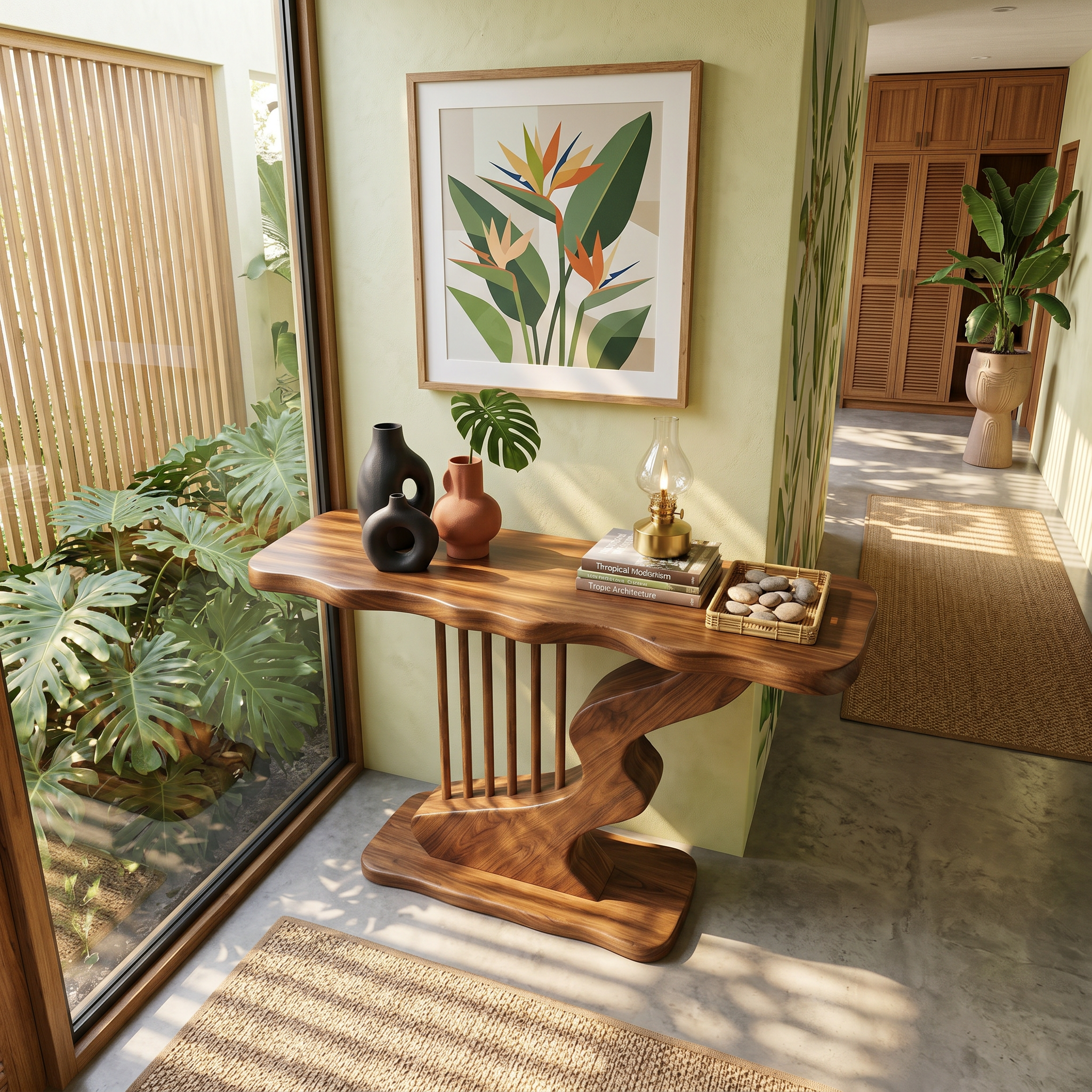Bohemian Curved Base Console Table Cozy Entryway SILDTTRCS111