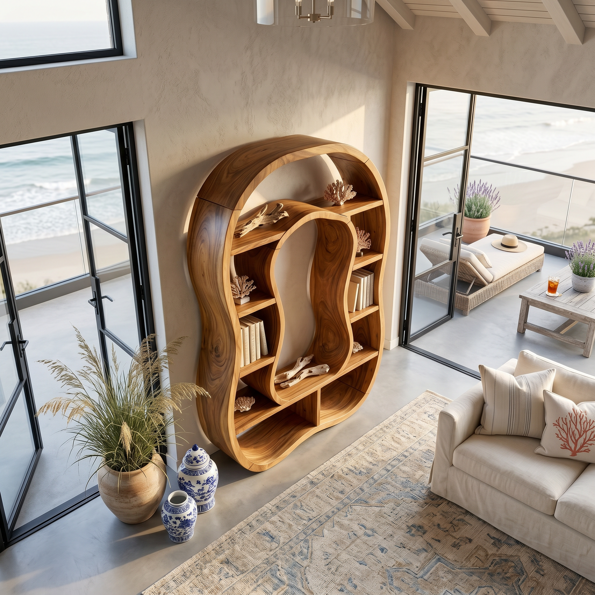 Sculptural Wooden Bookcase With Organic Open Design SILDTTRBS027