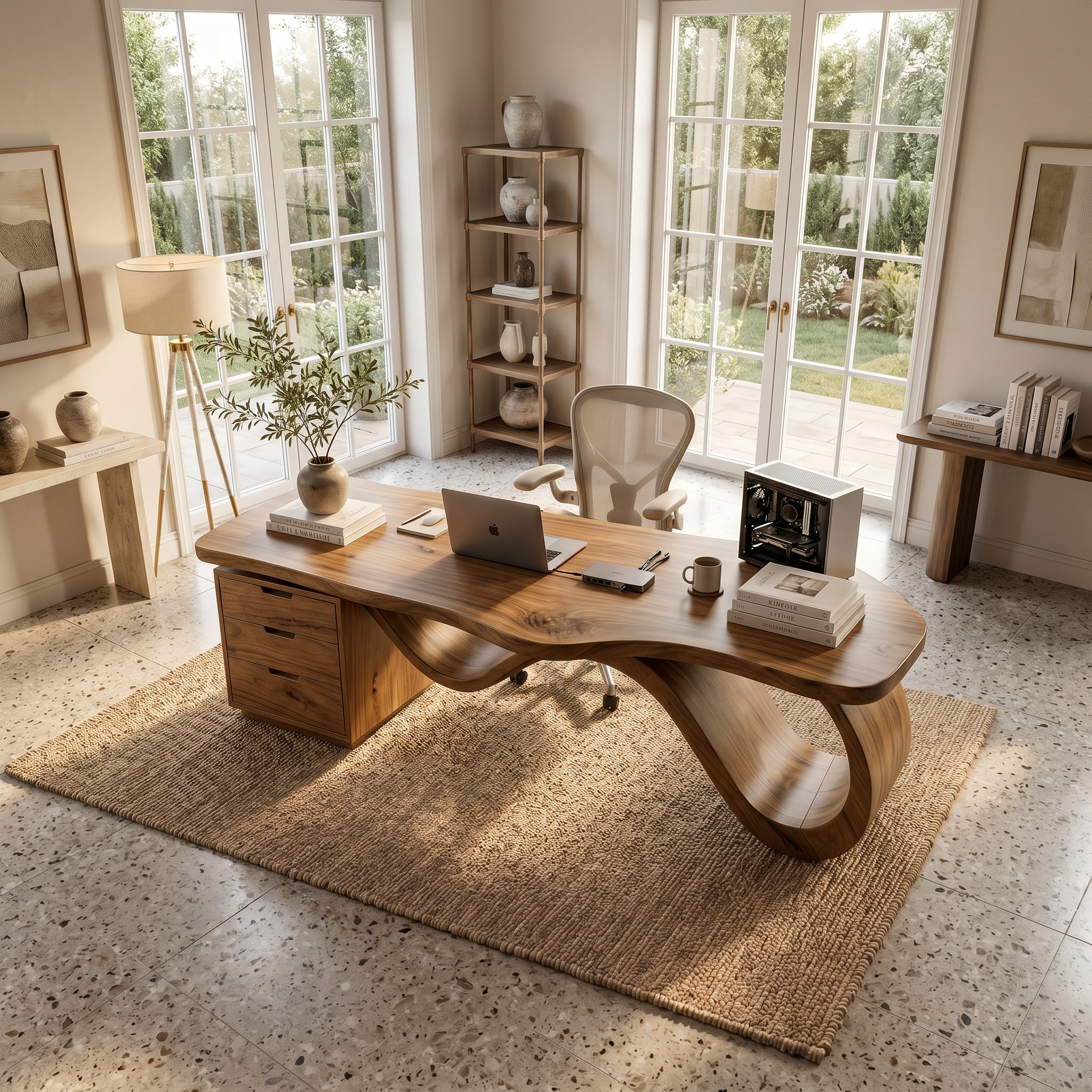 Contemporary Wave Base Executive Desk Design Studio SILDTTRDE025