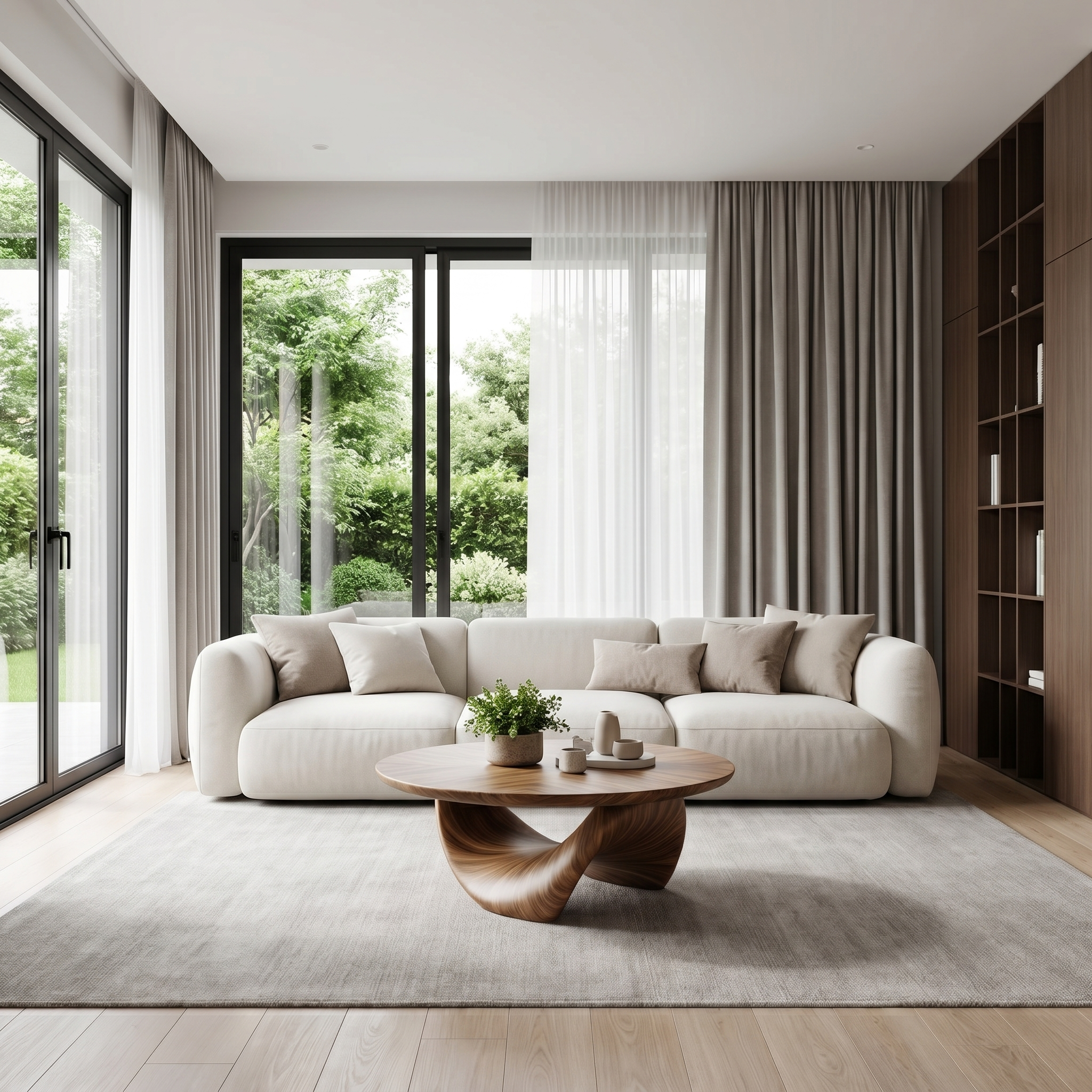 Organic Coffee Table With Sculptural Twisted Wood Base For Living Room SINLHACF367