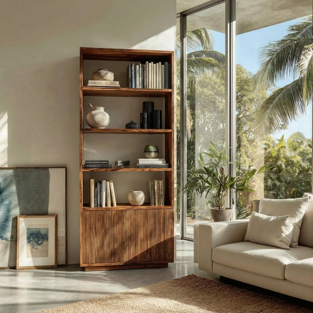 Minimal Wooden Bookcase For Coastal Living Room RTTHHNBS146