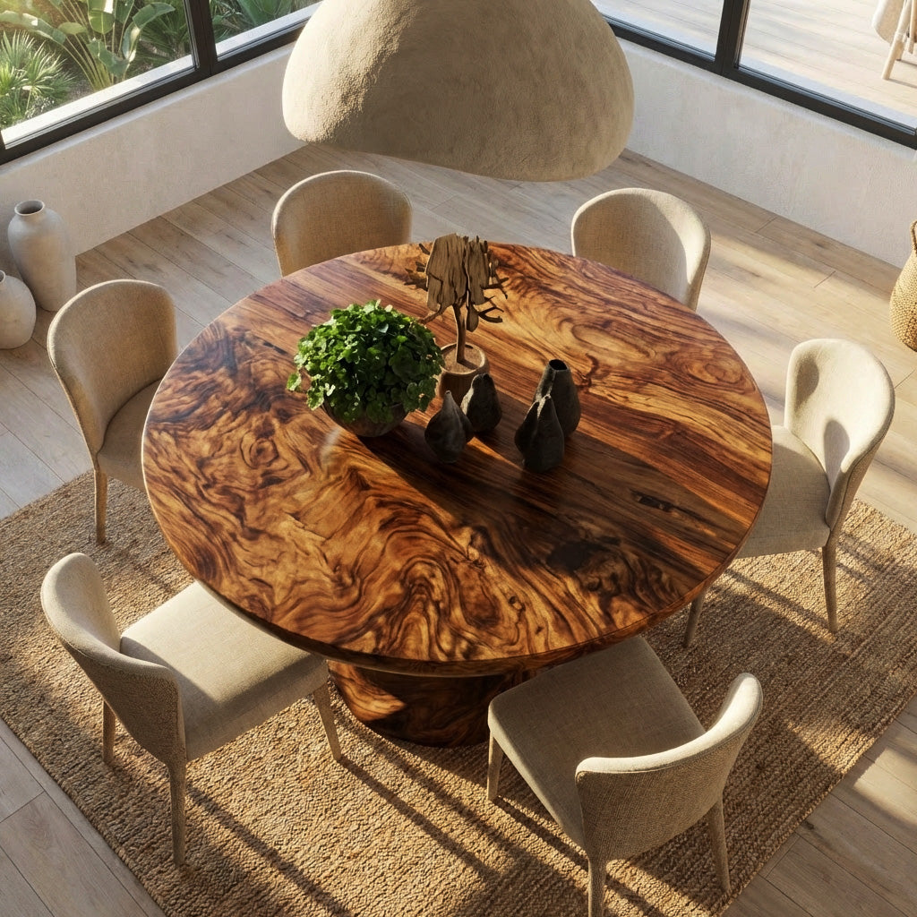 Contemporary Round Dining Table With Twisted Base For Dining Room RTTHHNDN062