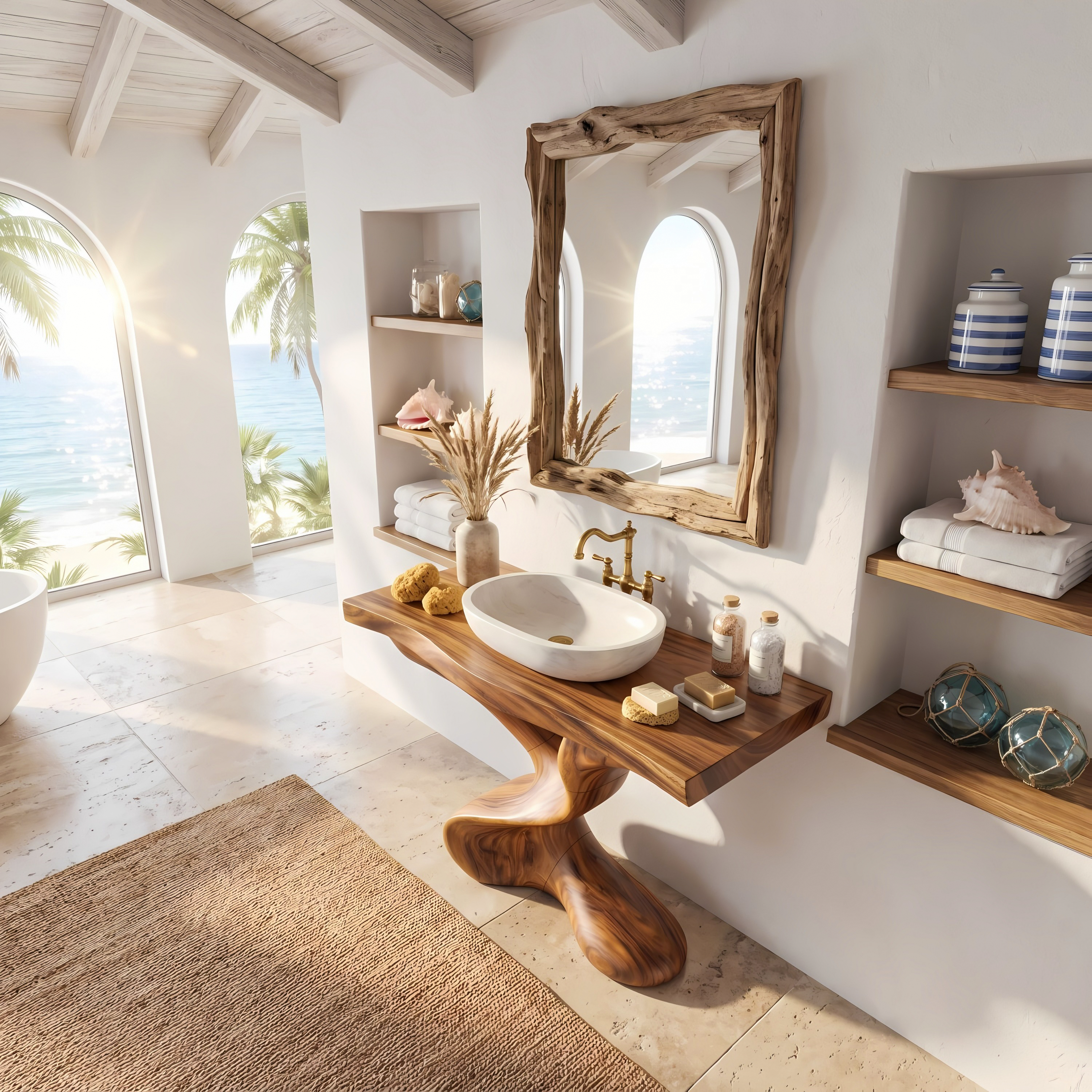 Farmhouse Solid Wood Vanity For Natural Bathroom SILDTTNBRV006