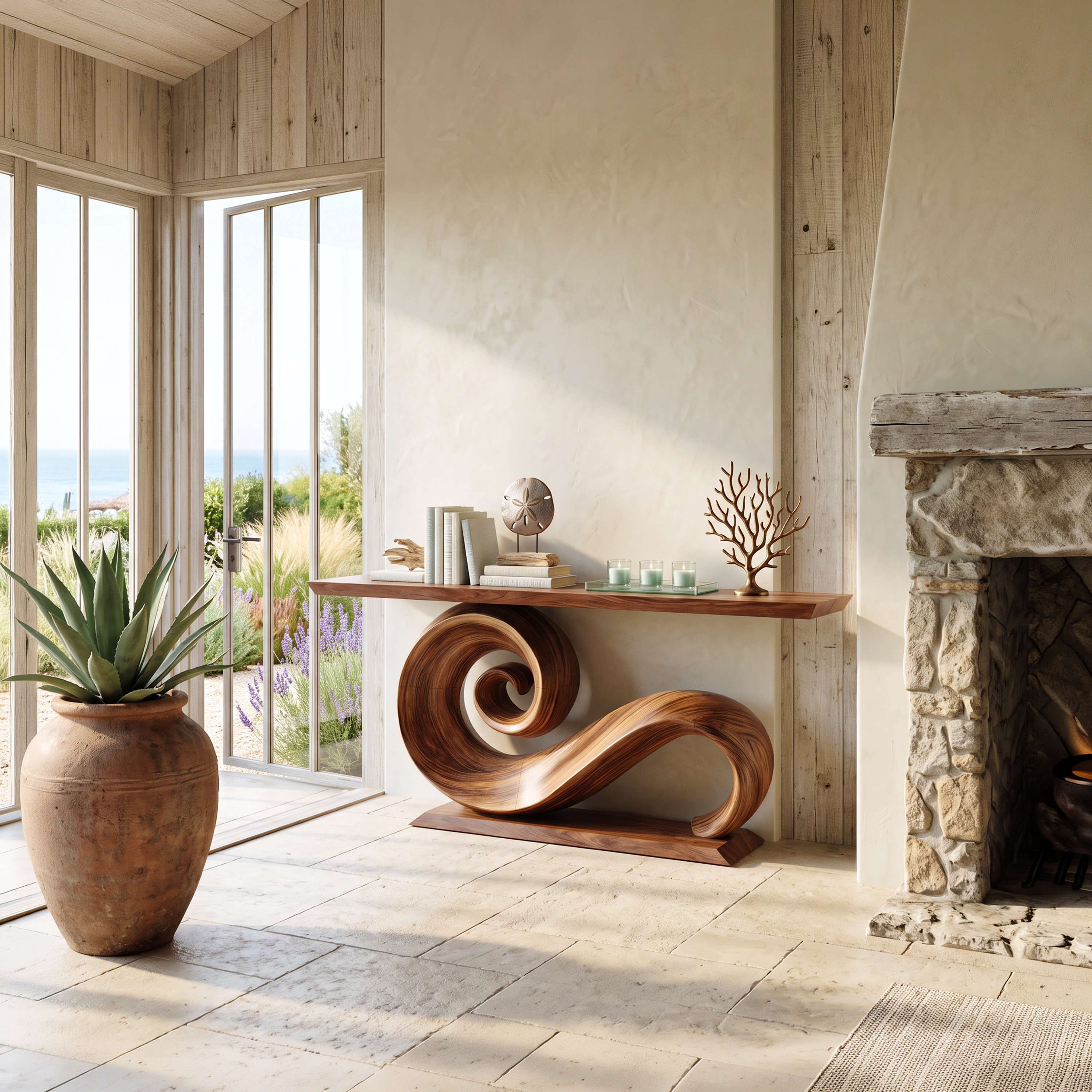 Modern Solid Wood Console Table Organic Live Edge For Entryway Design SILDTTNCS088