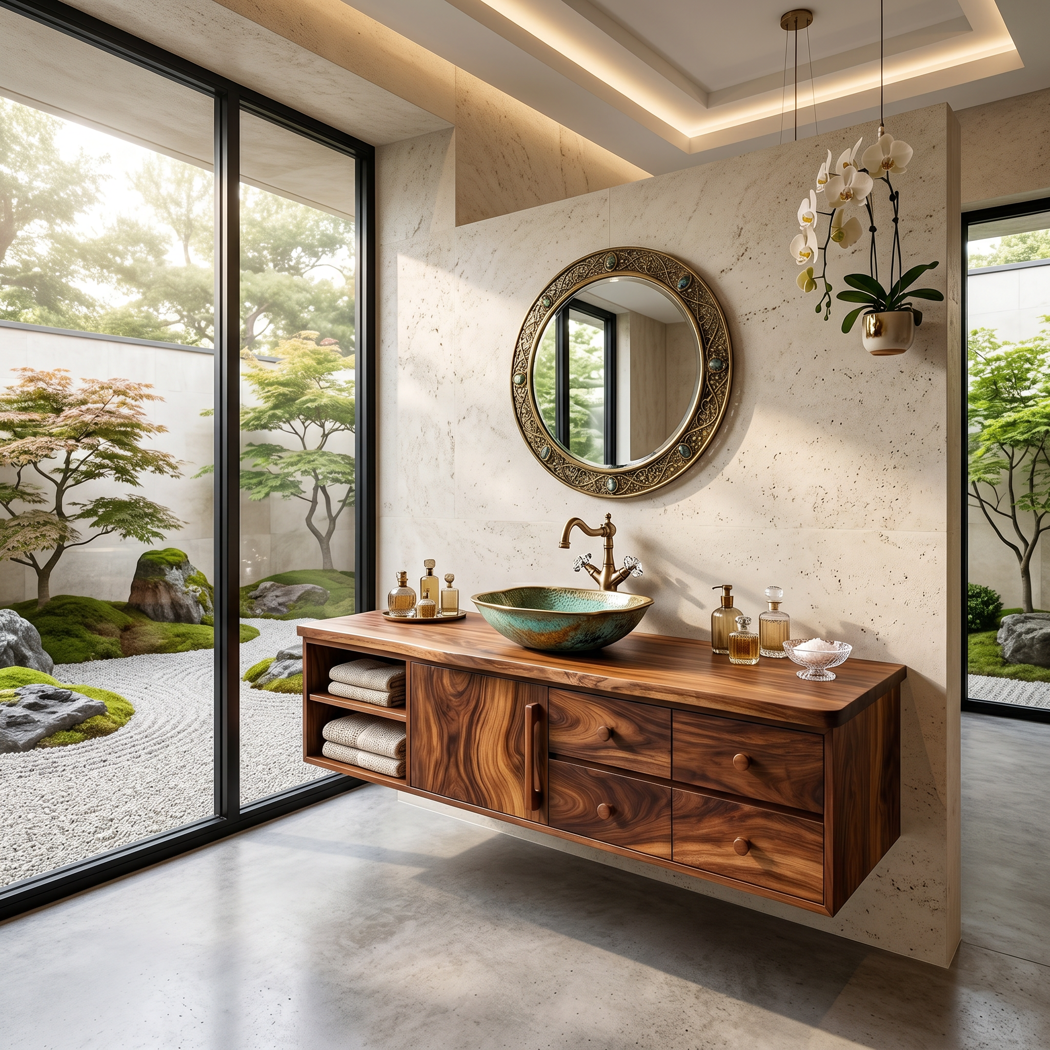 Mid Century Floating Vanity For Luxury Bathroom Interior SILDTTNBRV067