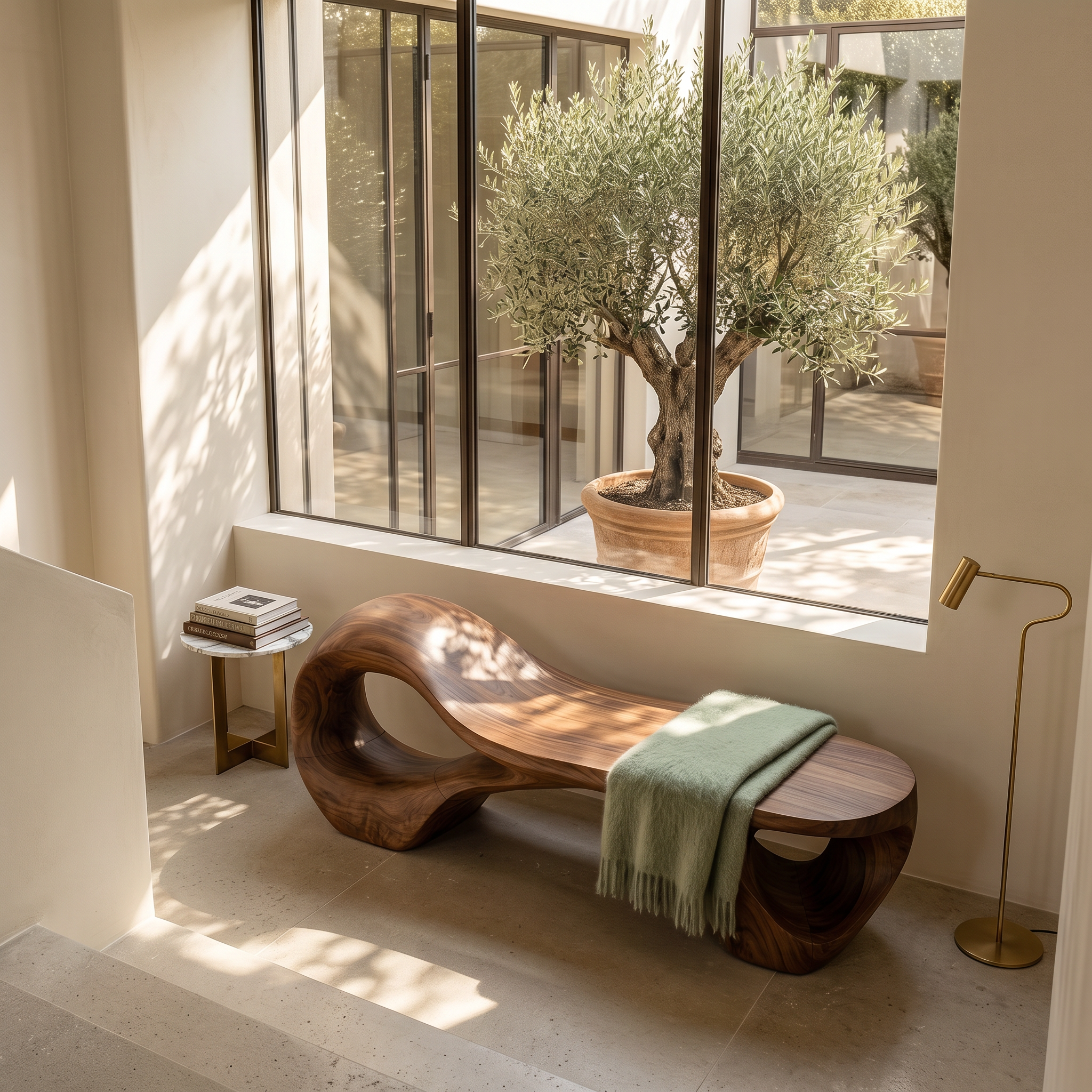 Contemporary Arched Cutout Bench For Courtyard Interior Area SILDTTNBEN021