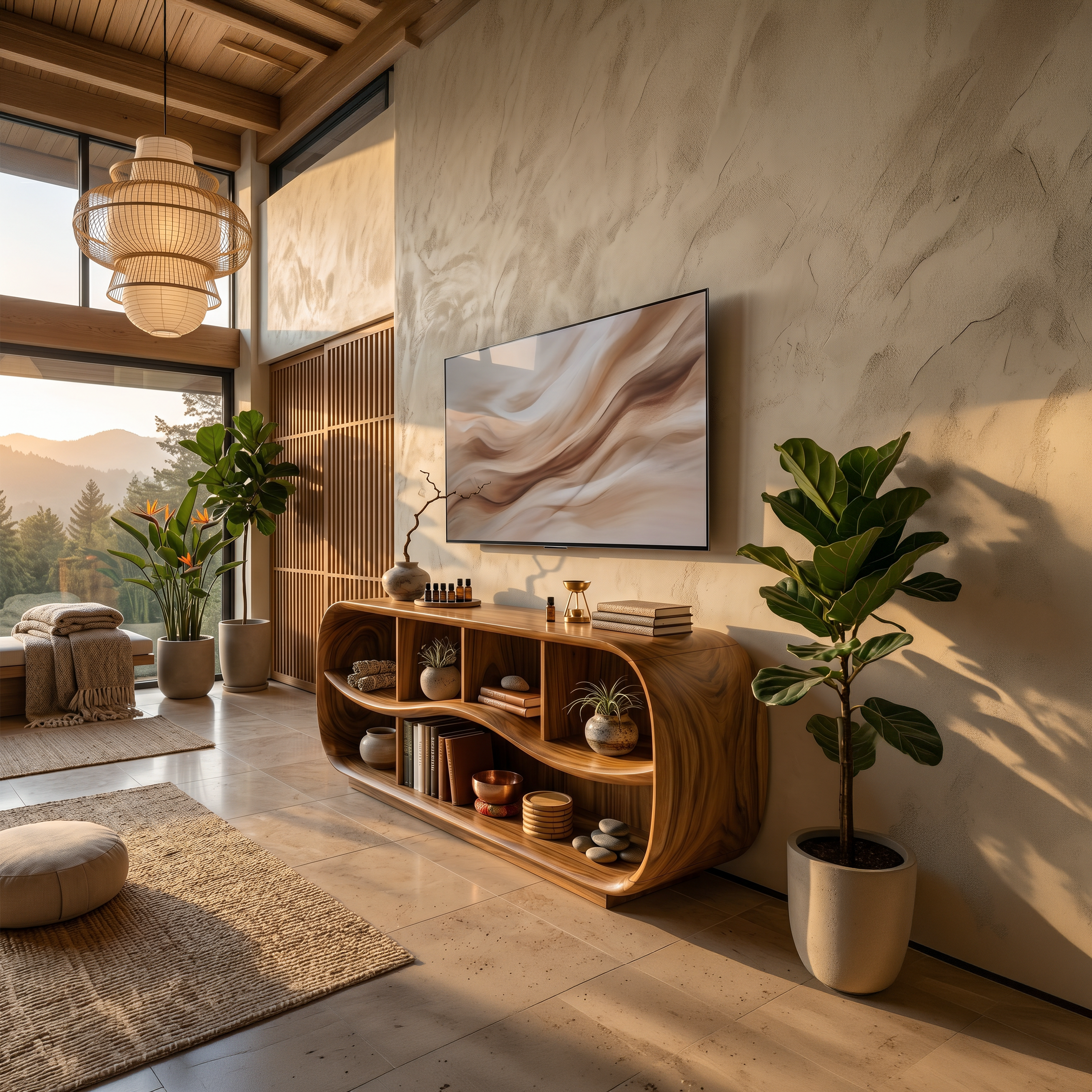 Contemporary Rounded TV Console For Open Living Space SILDTTNTVC154