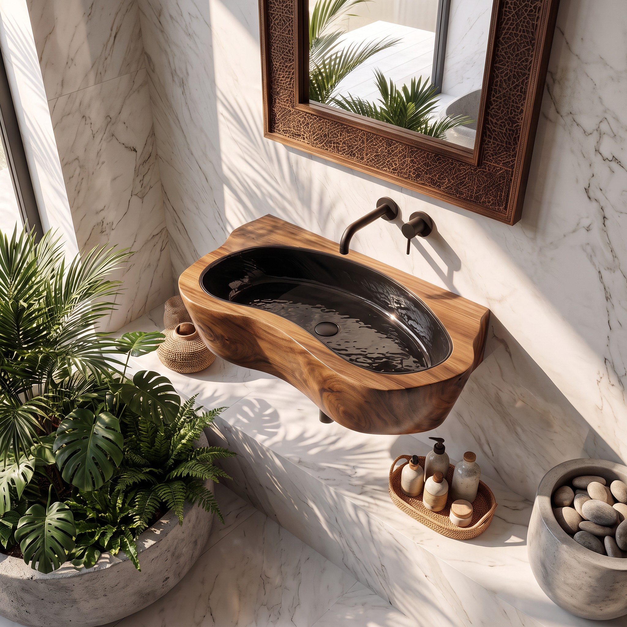 Handcrafted Live Edge Wood Vanity Sink For Natural Bathroom Decor SILDTTRVS027