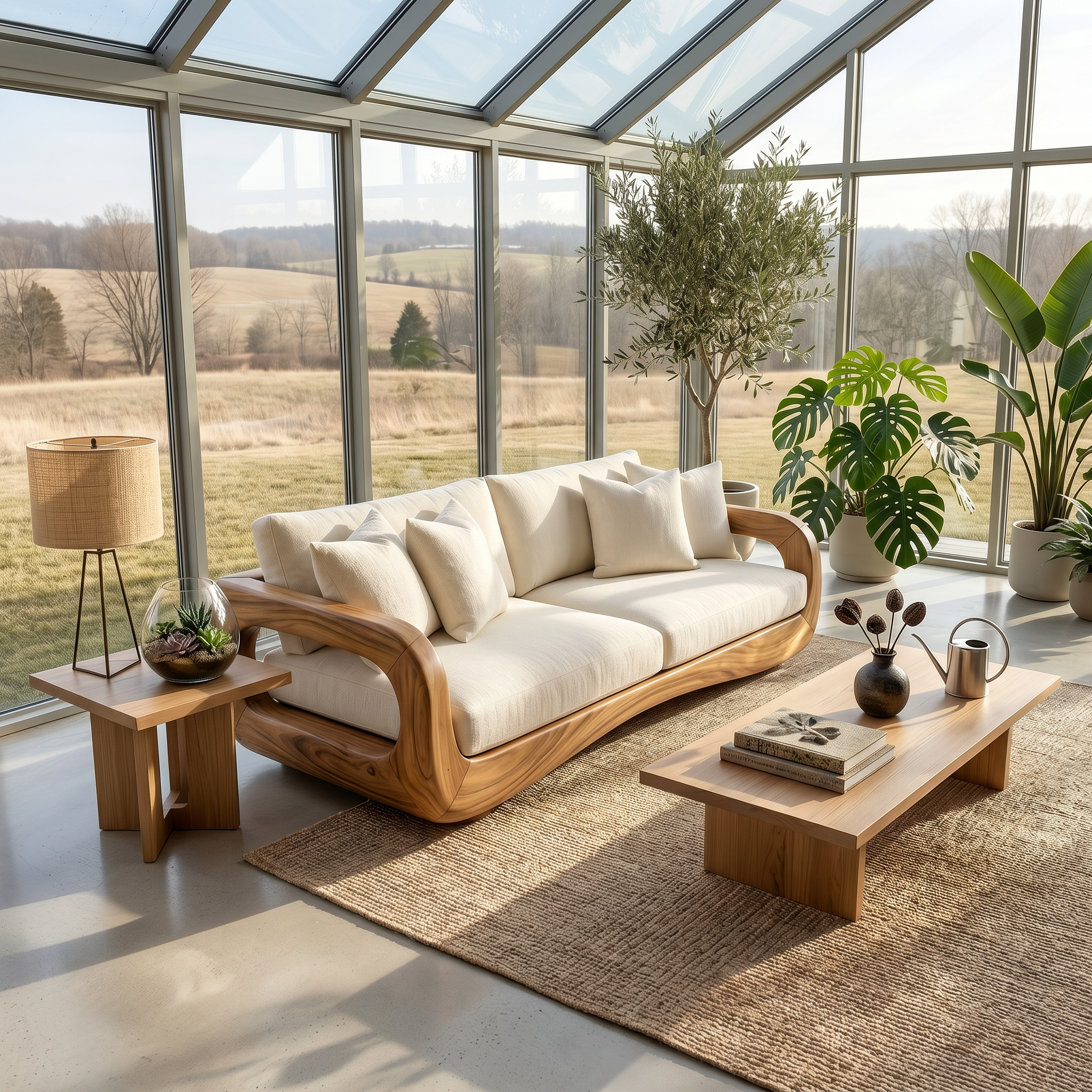 Modern Curved Wooden Sofa For Luxury Penthouse Interior Decor SILDTTRSFA012