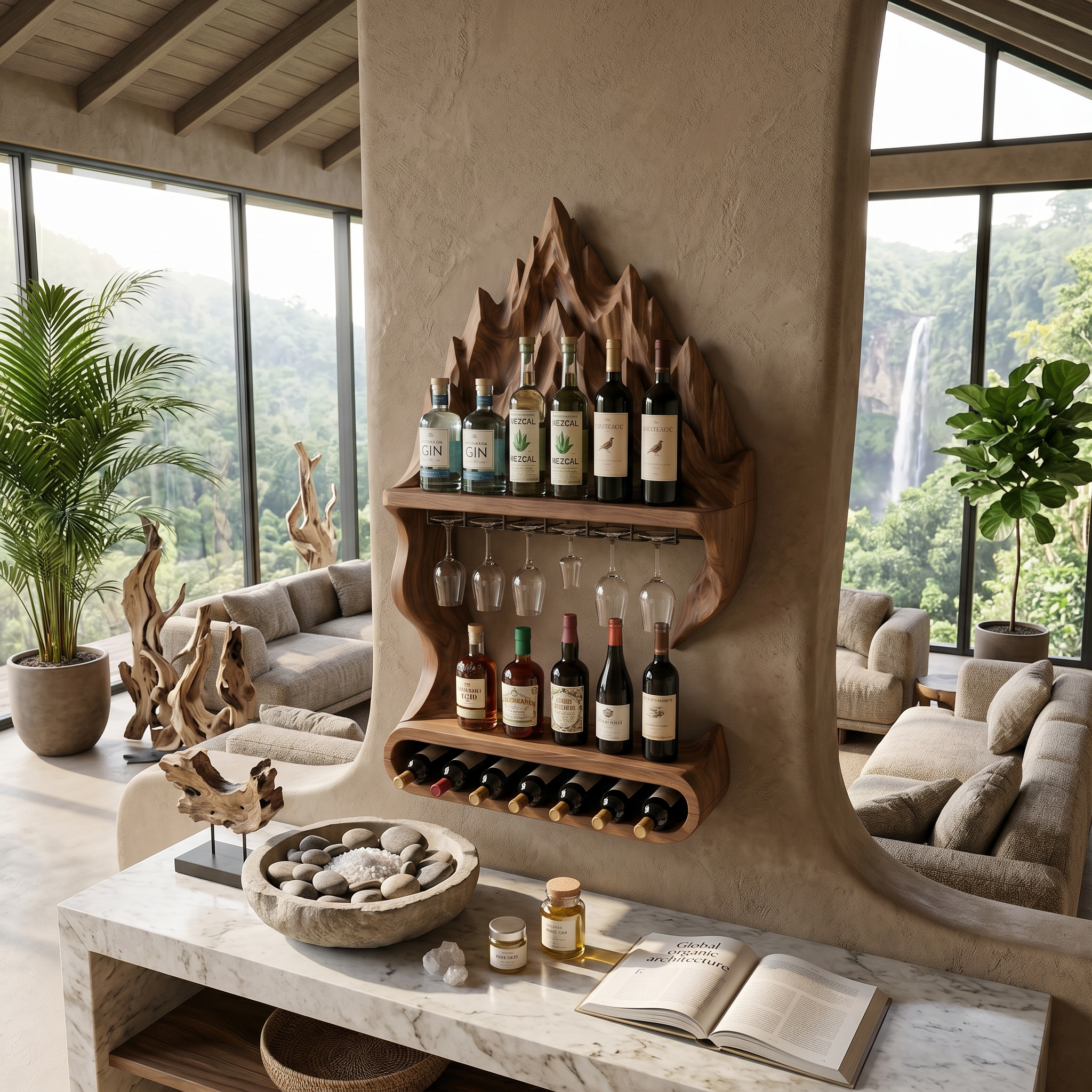Contemporary Mountain Wine Storage Shelf For Lounge Area SILDTTNWH033