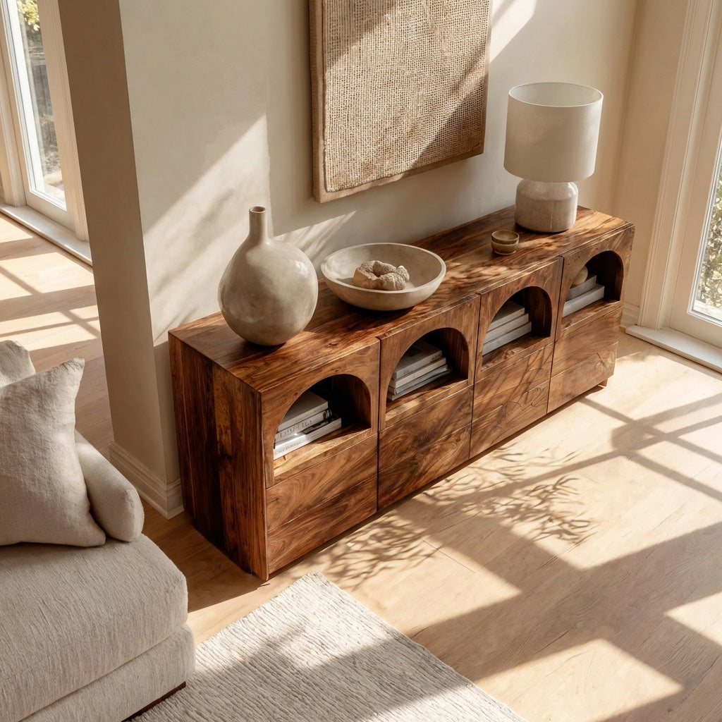 Arched Niche Wooden Sideboard For Living Room RTTHHNSD032