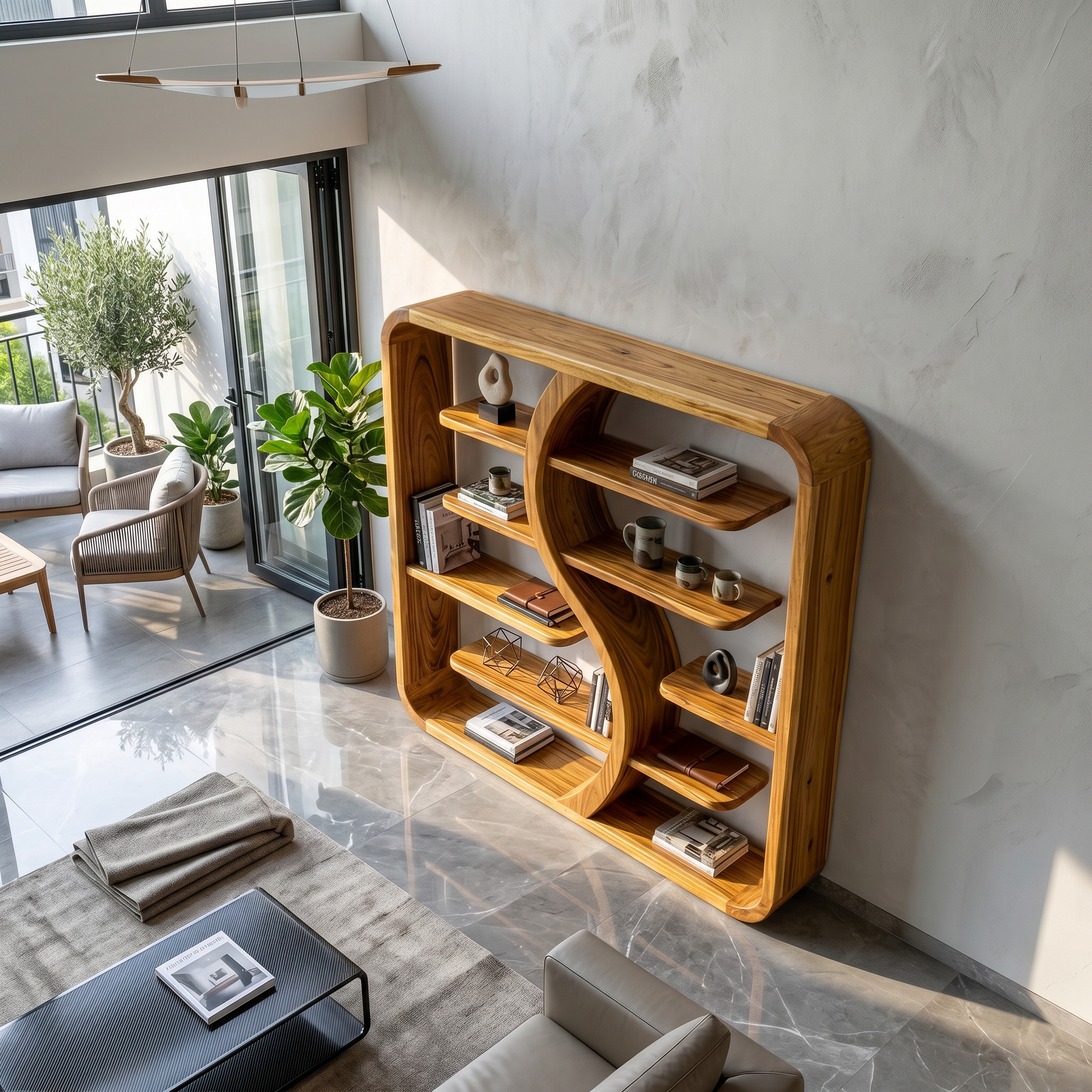 Organic Solid Wood Bookcase For Nature Inspired Homes SILDTTRBS035