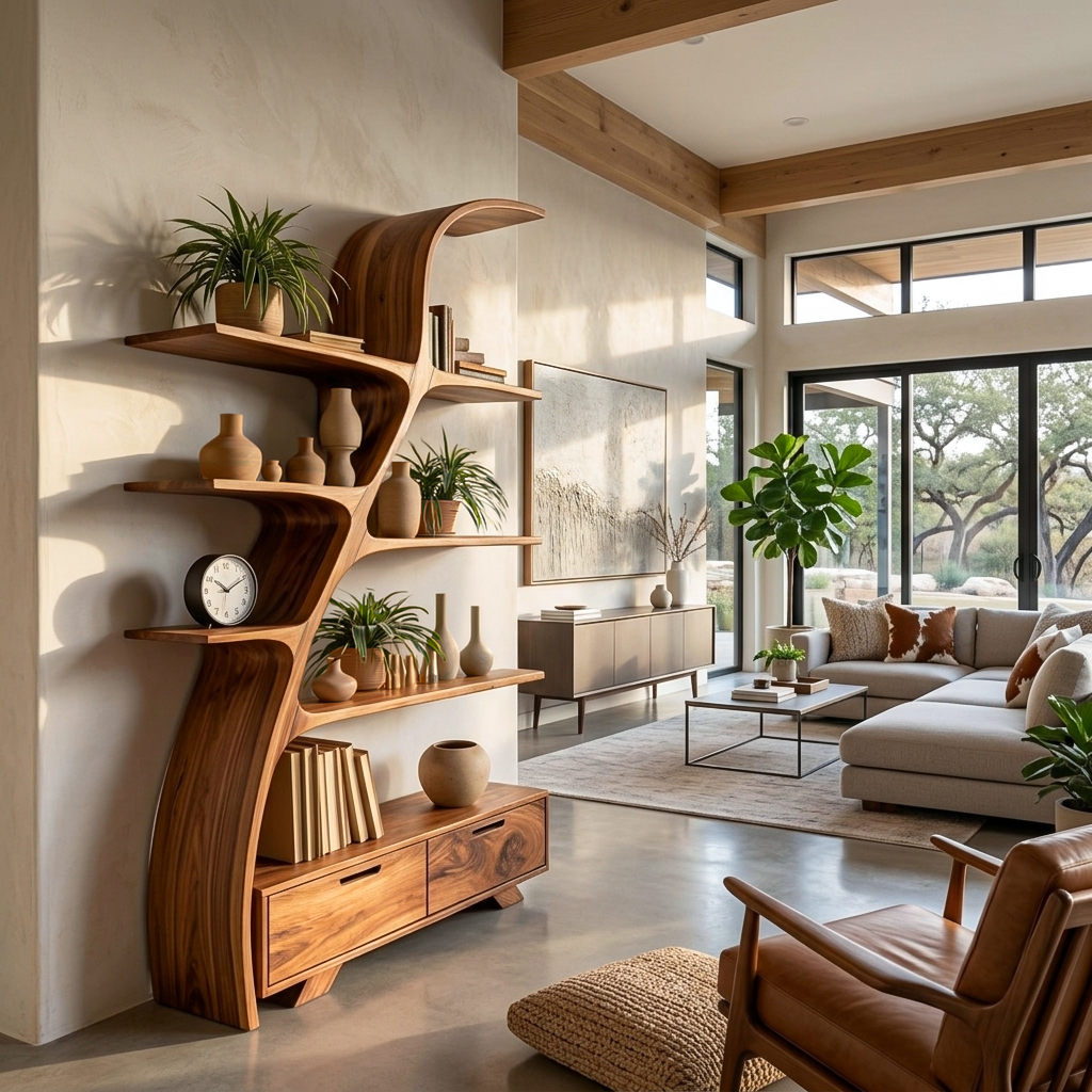 Organic Wooden Bookshelf For Living Area RTTHTTBS119