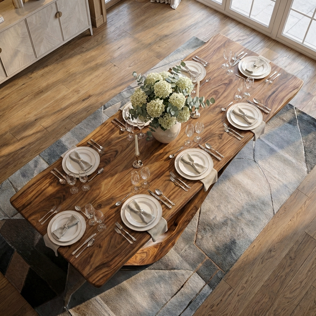 Modern Wooden Dining Table With Curved Base For Dining RTTHTTDN041