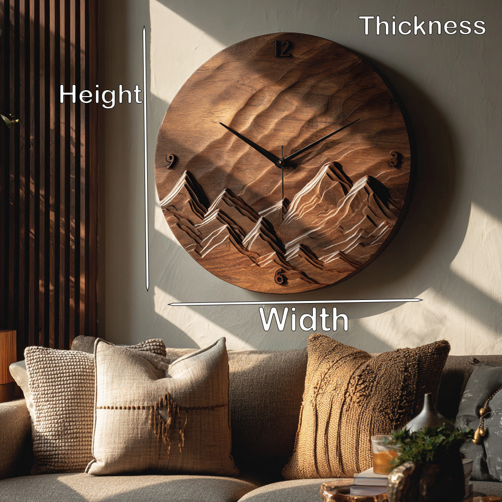 Rustic Wood Landscape Wall Clock For Living Room RTTHHNWAC016