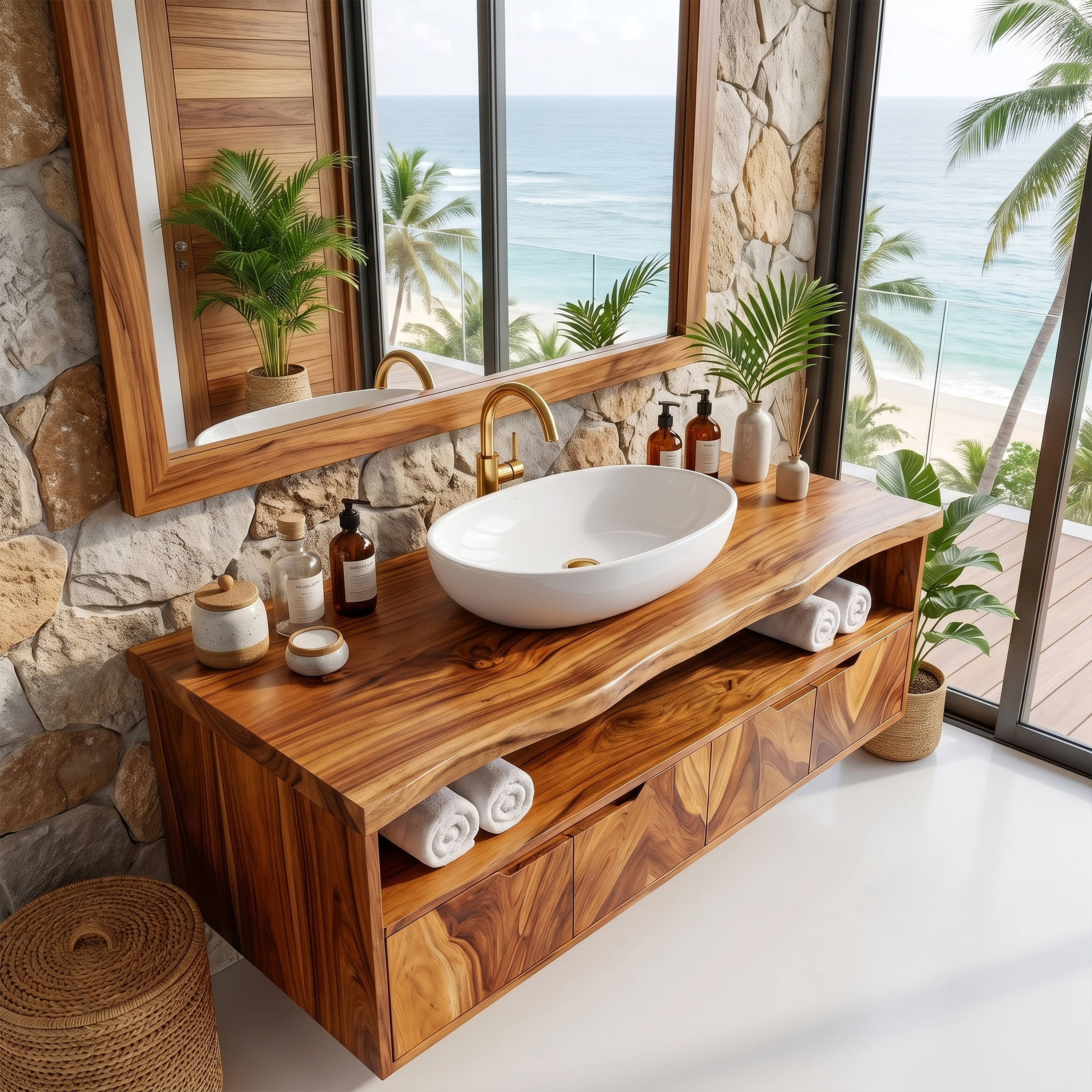 Mediterranean Floating Bathroom Cabinet Villa Bathroom SILDTTRBRV199