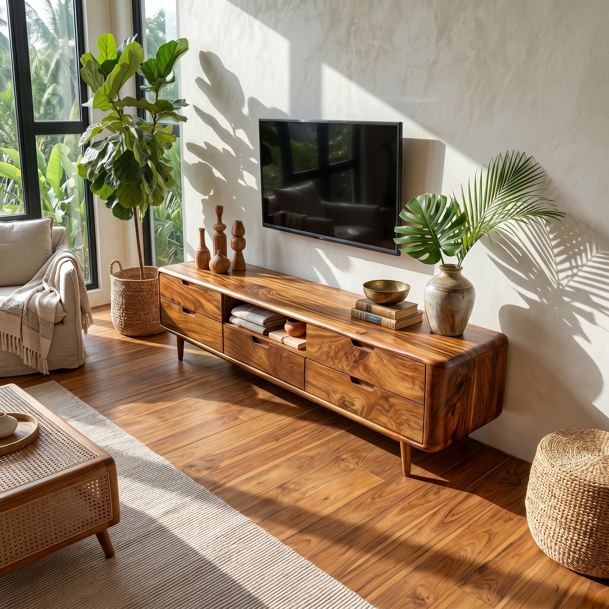 Japanese Zen TV Stand For Wabi Sabi Interior Design SILDTTRTVC094