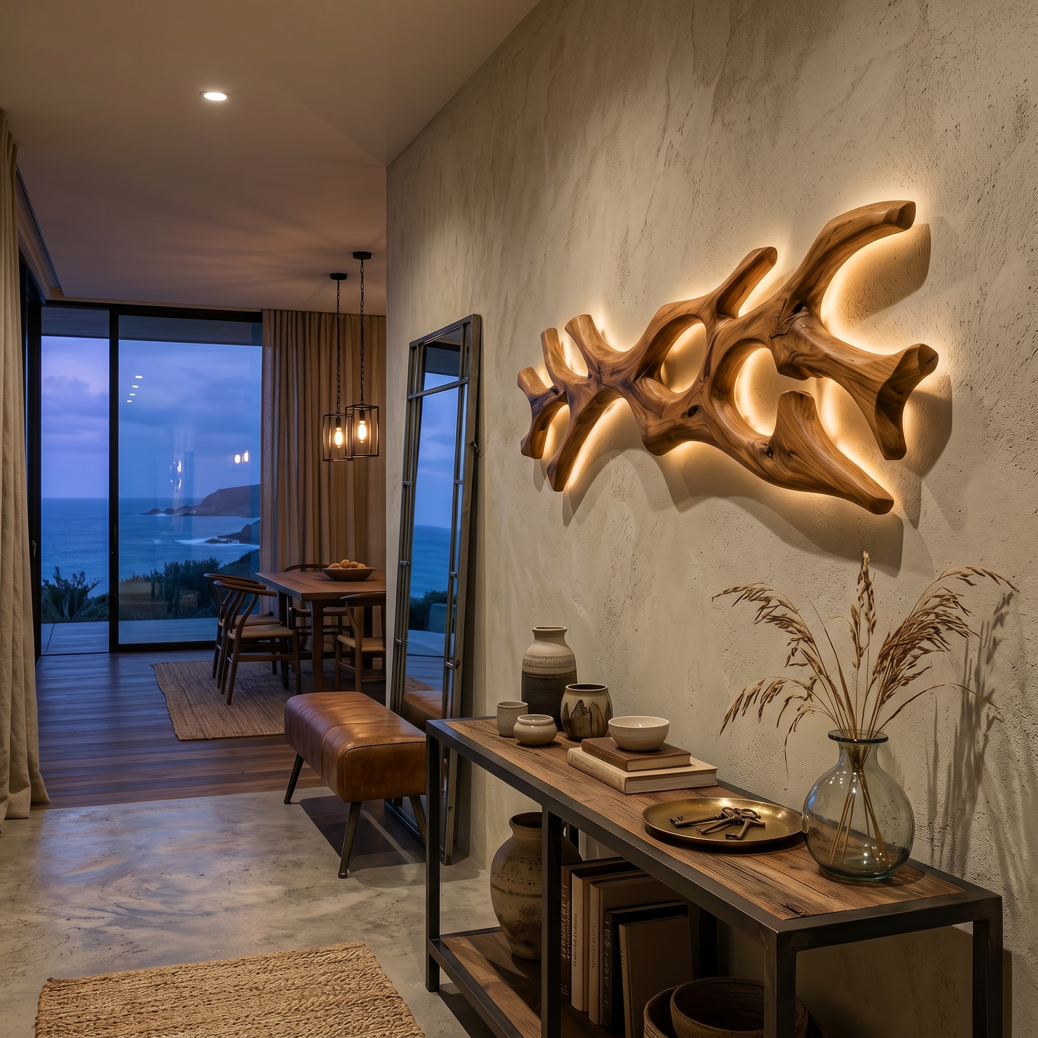 Wooden Lamp Flowing Organic Root Design For Above Bed Decor RTTHTTLAM059