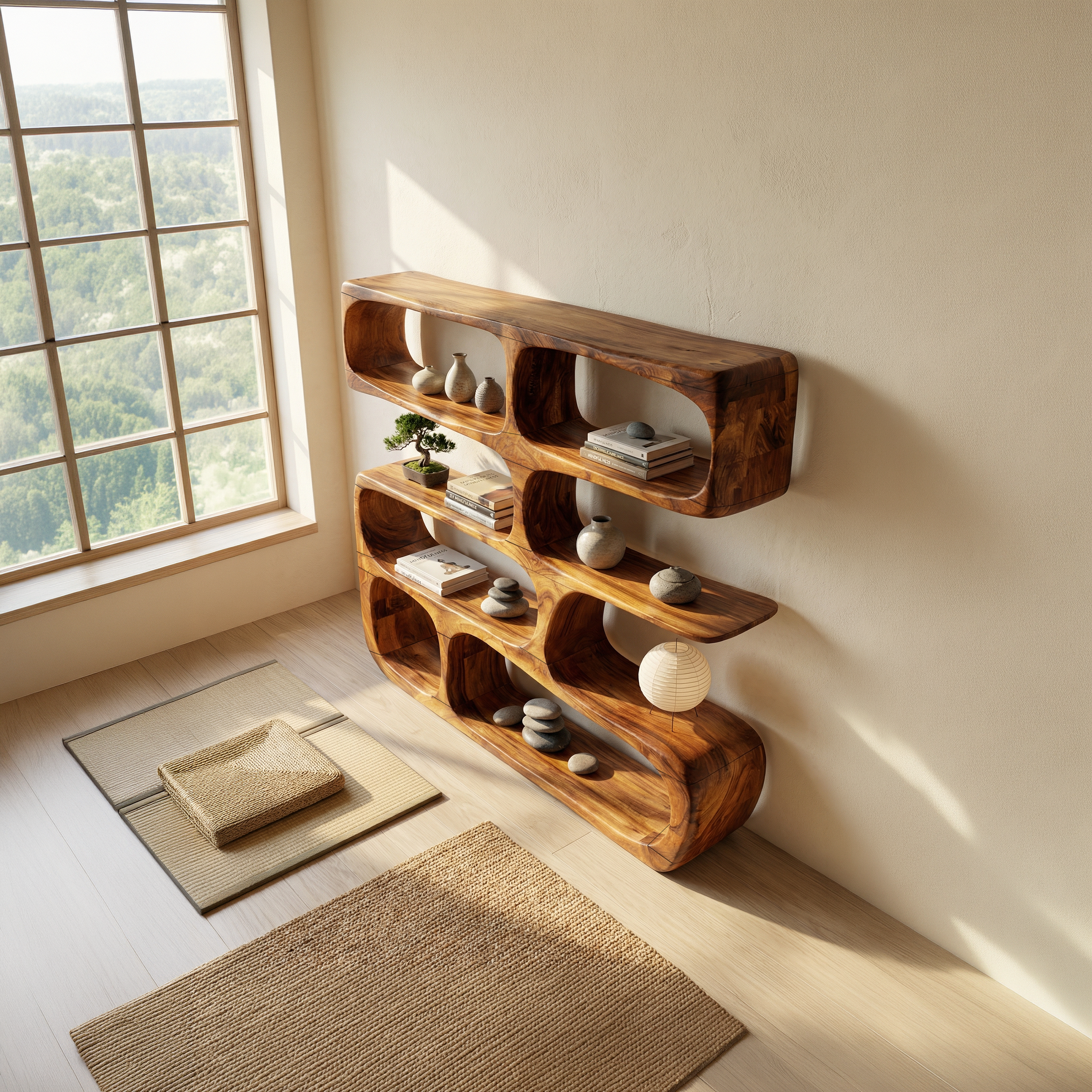 Minimalist Modern Sculptural Bookshelf Living Room Decor SILDTTRBS010