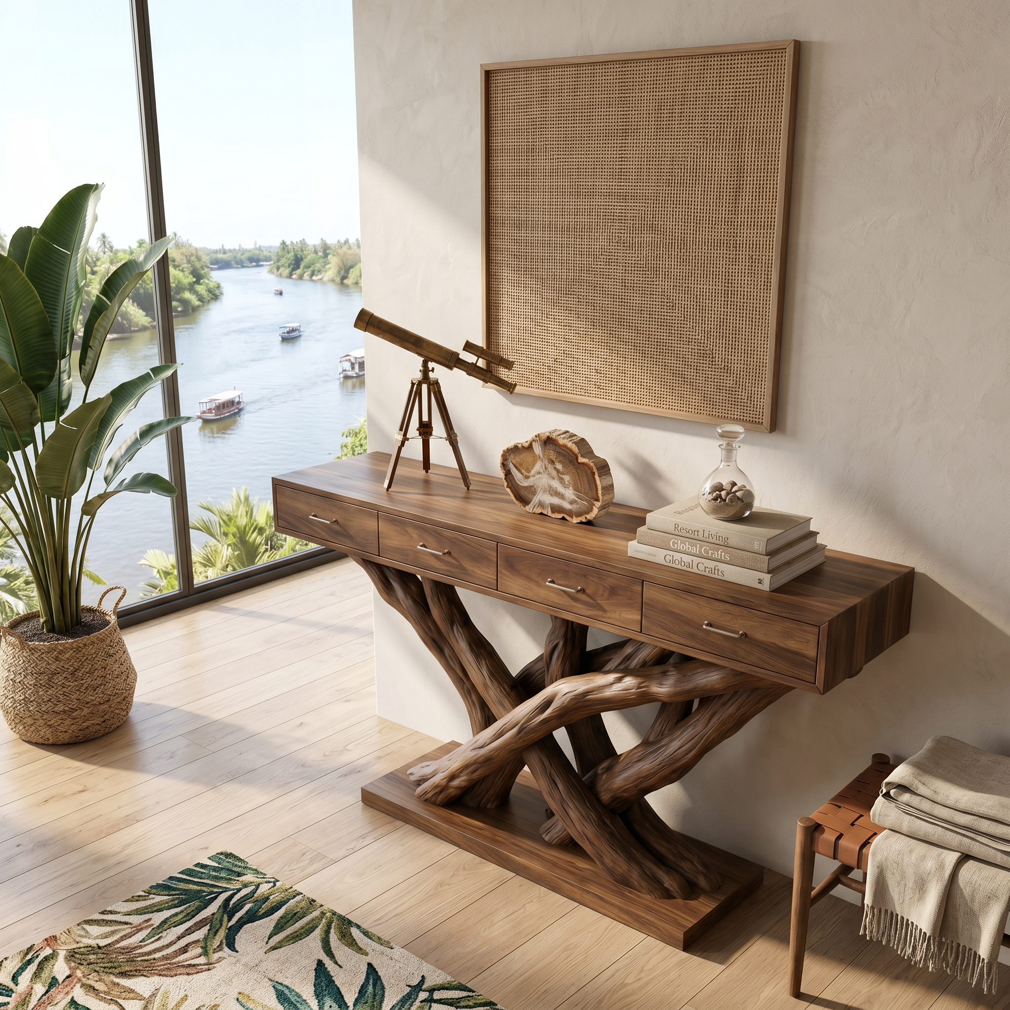 Organic Modern Twisted Root Console Table Luxury Entryway SILDTTRCS086