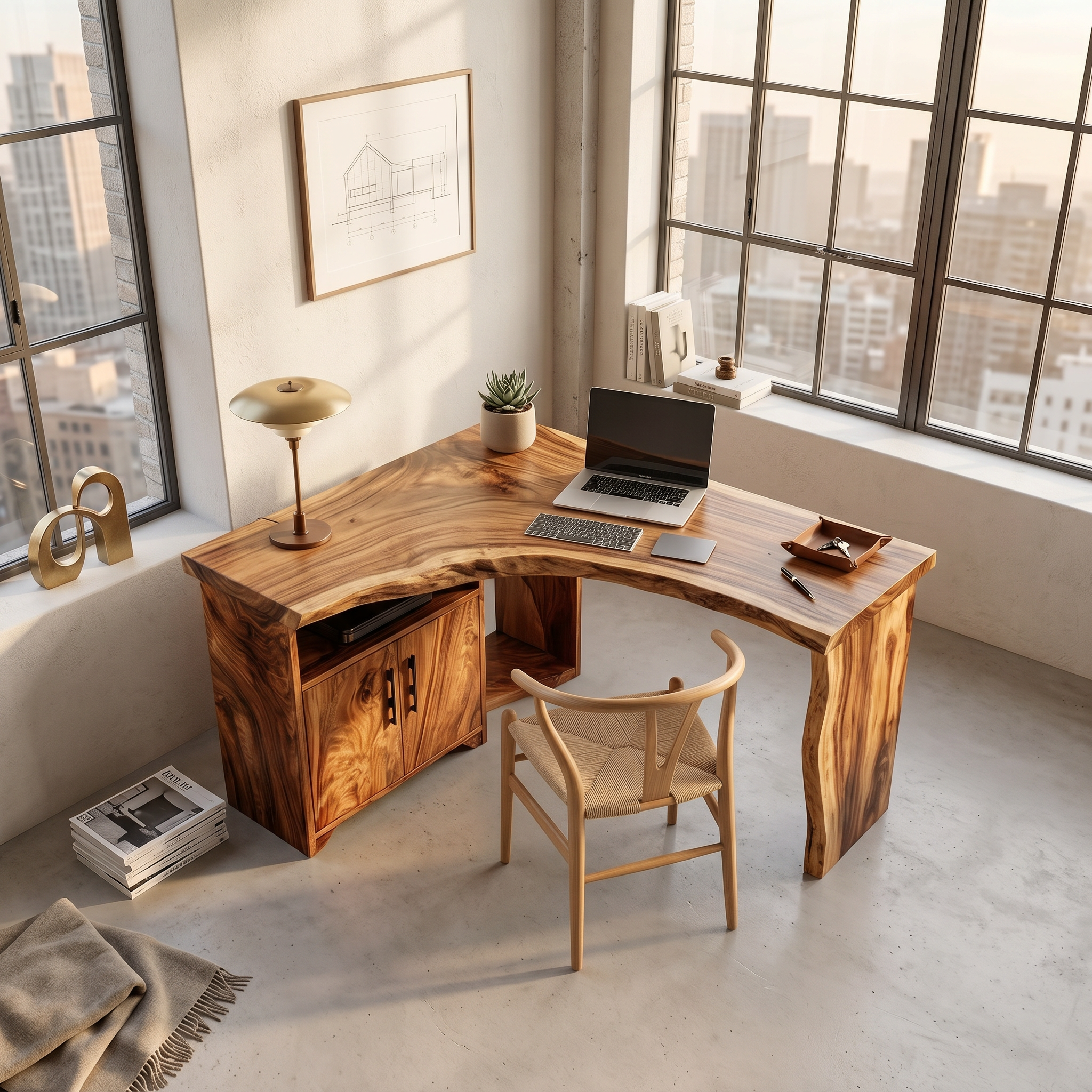 Modern Corner Desk With Cabinet Storage For Creative Home Office SILDTTRDE010