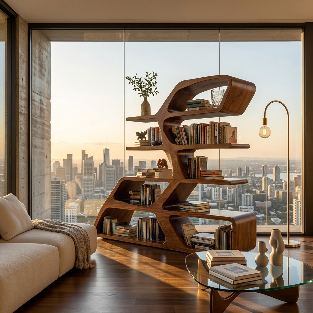Modern Sculptural Bookshelf For Living Room Decor RTTHHNBS155