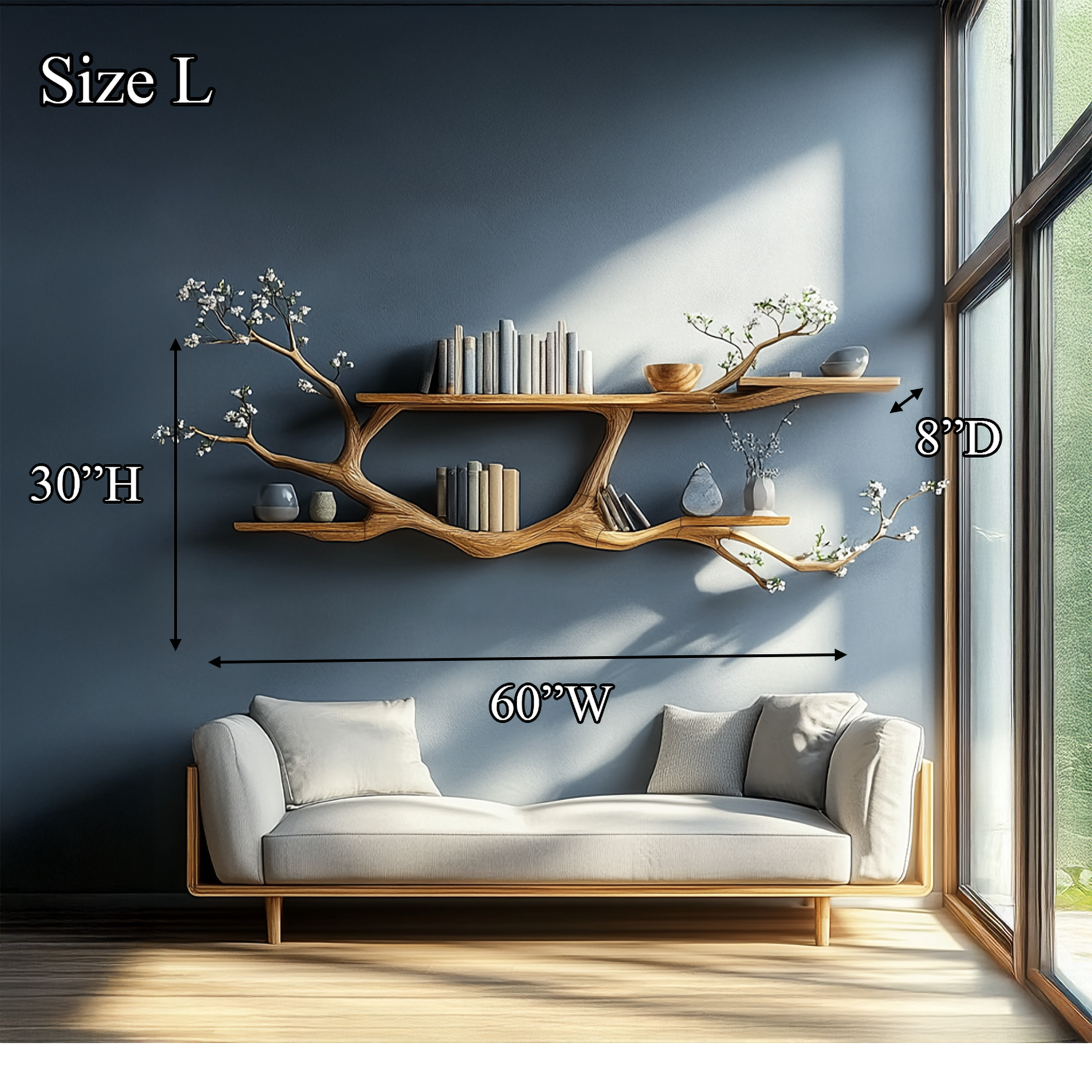 Handcrafted Tree Floating Shelf for Modern Living Room Wall SINLSATBS074