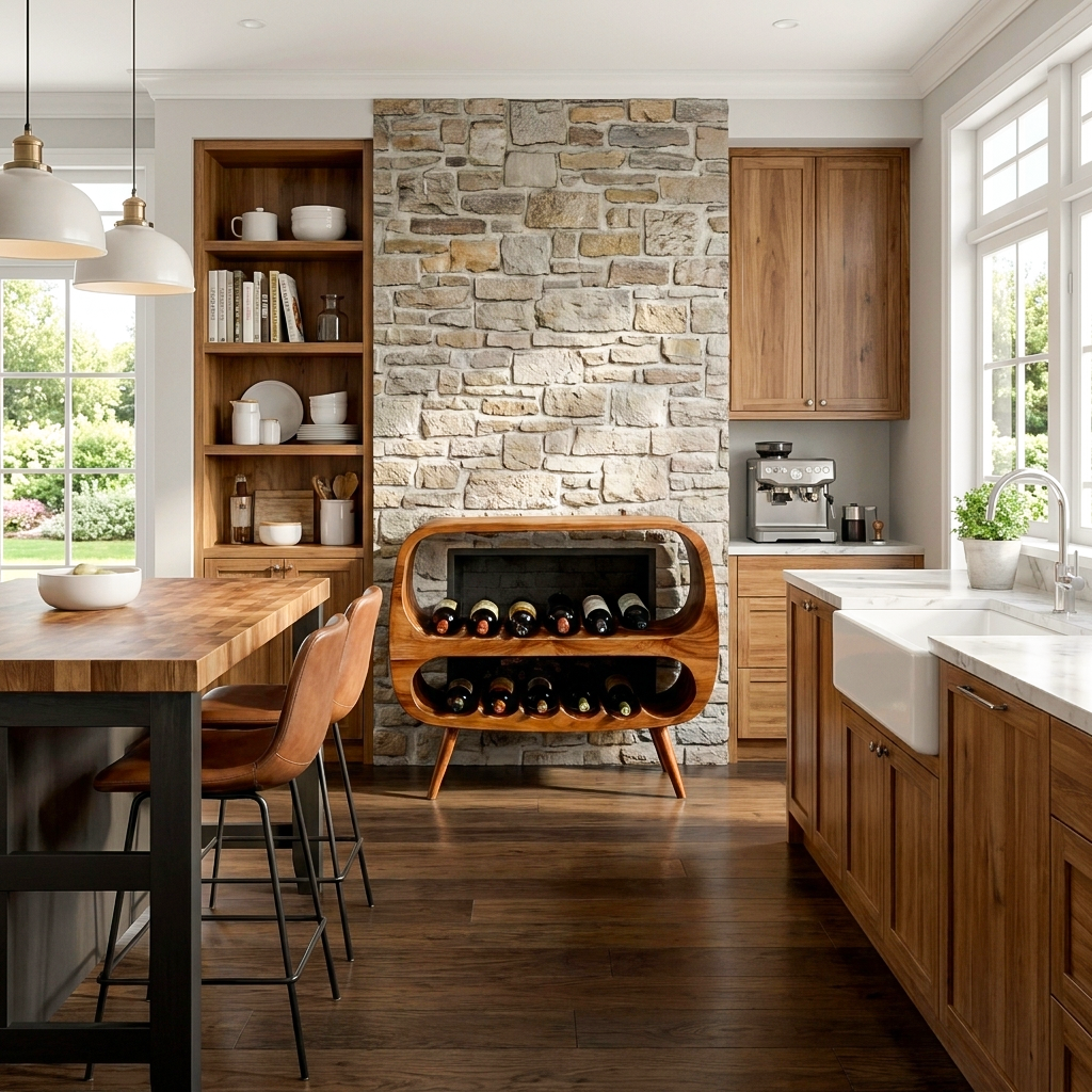 Functional Wine Storage With 2 Tiers For Bar Corner RTTHTTBCA040